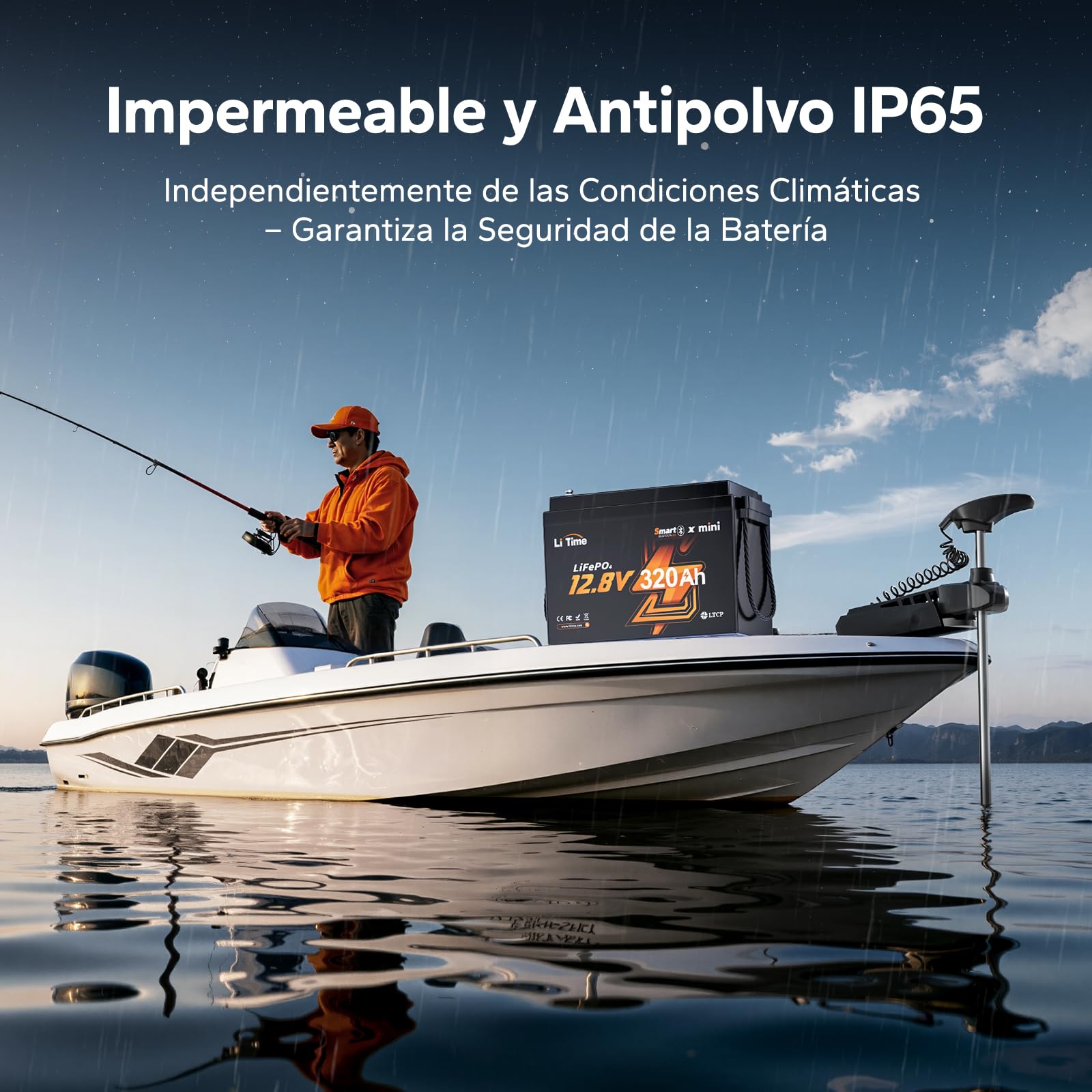 Litime Bateria LiFePO4 12V 320Ah Mini con BMS 200A y Protección por Baja Temperatura, Batería Litio 12V 4096Wh Energía, 189mm de Ancho para Autocaravana, Camper, Barco y Off-Grid