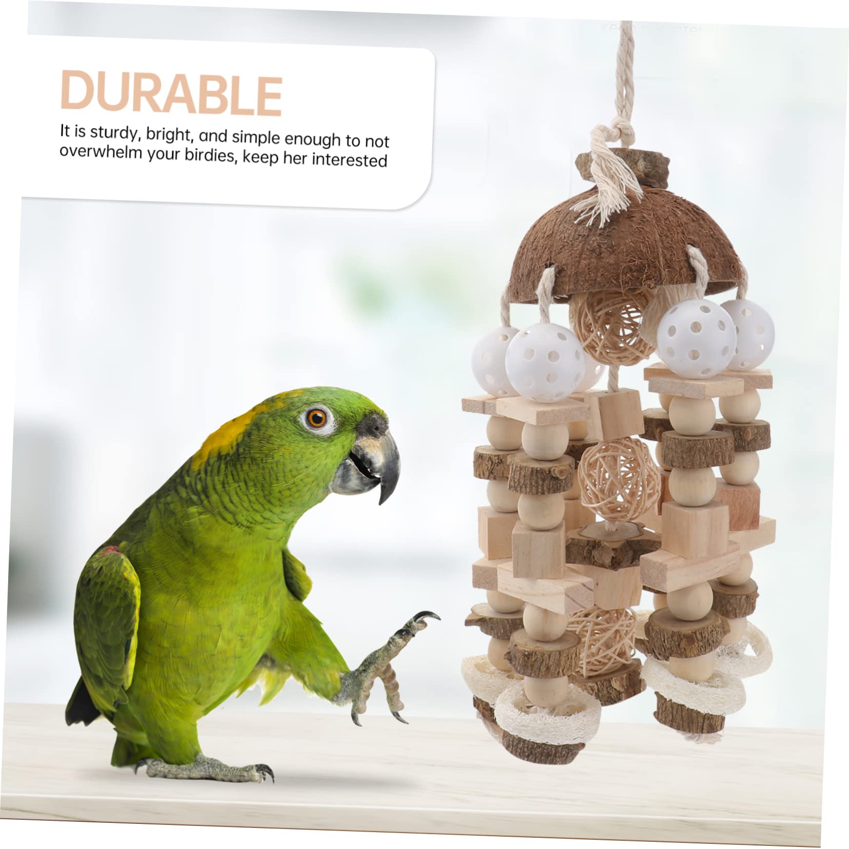 GRIRIW Natural Wood Bird Parrot Hanging Chew for Cage Promotes and Stimulation Engaging Design for Birds for Climbing and Chewing