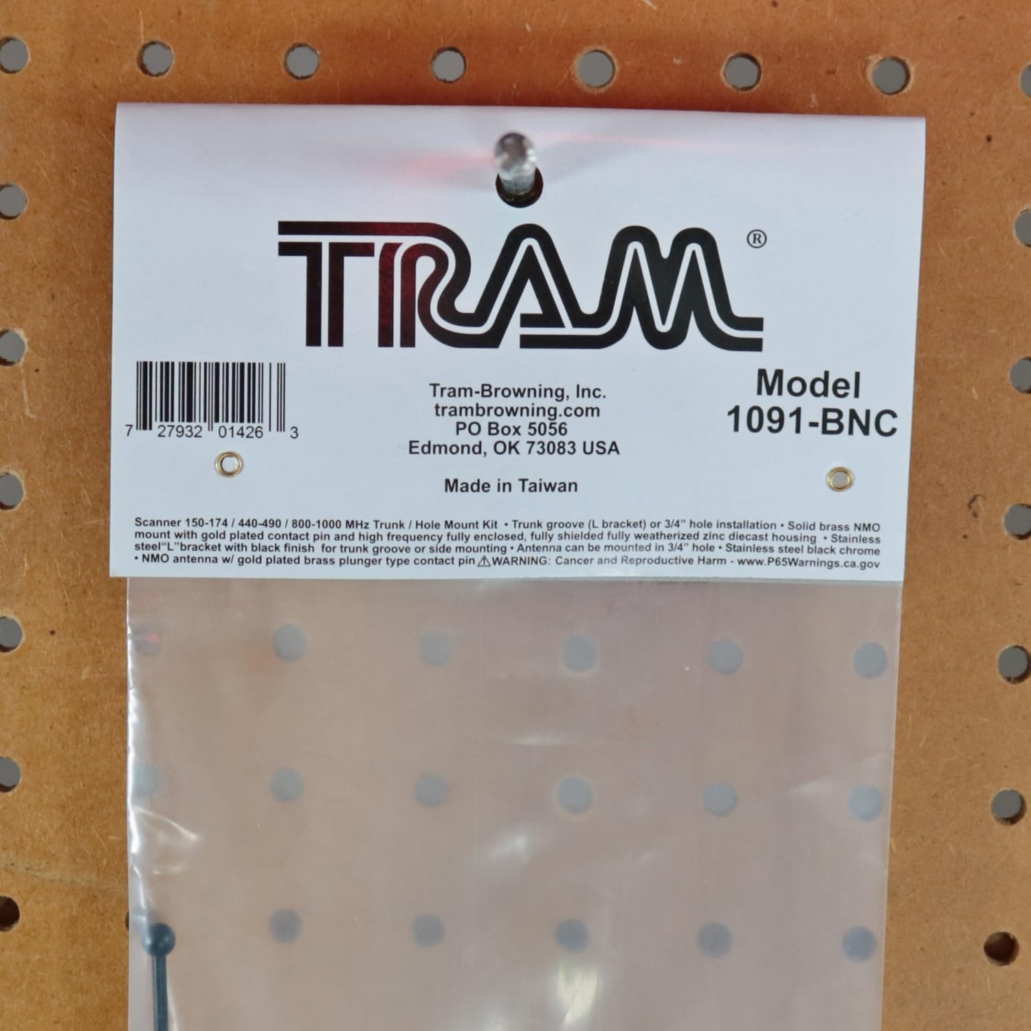 Tram® Scanner Trunk/Hole Mount Antenna Kit with BNC-Male Connector
