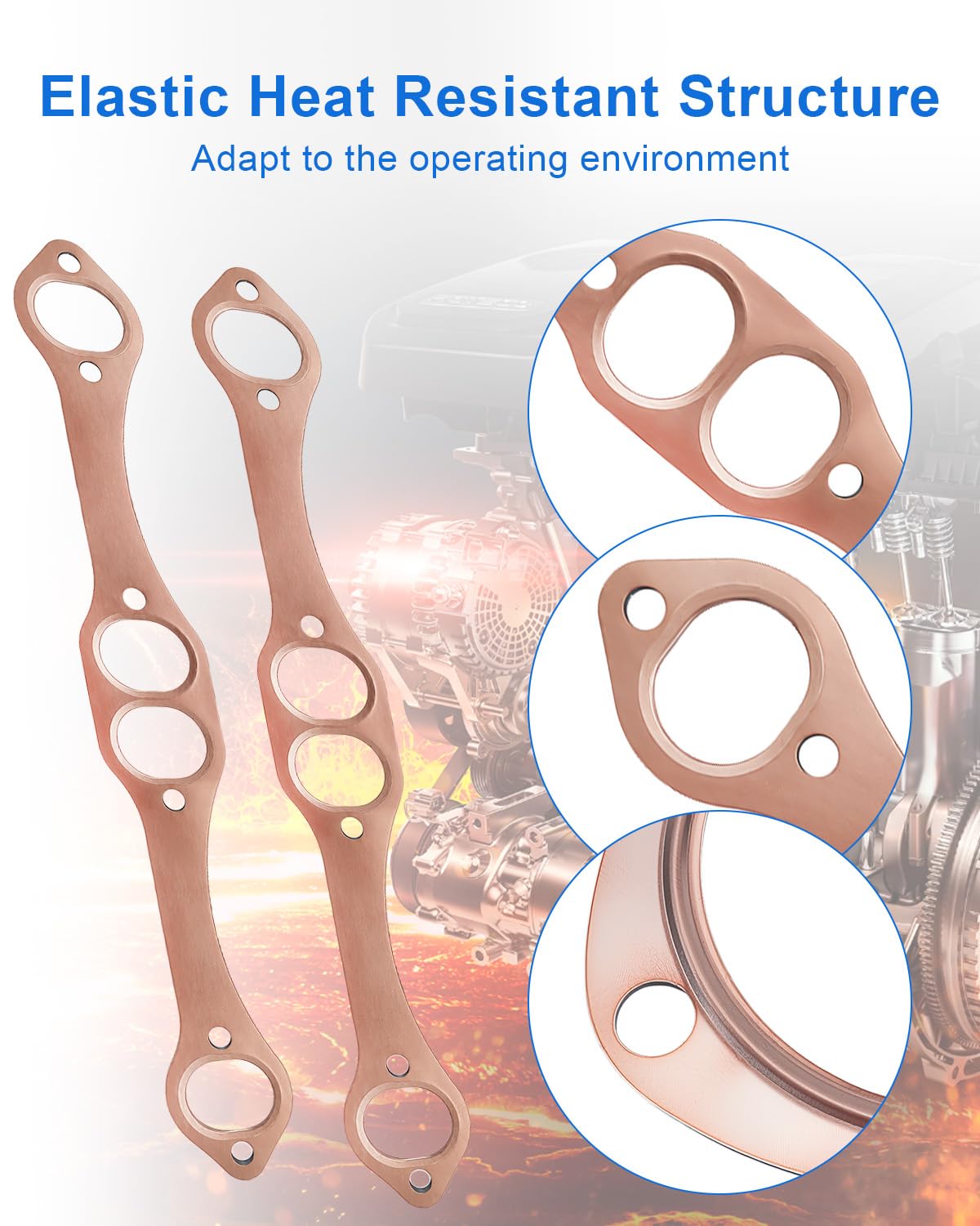 Exhaust Manifold Header Gaskets 3" Triangle Flange Set Fit for Chevry