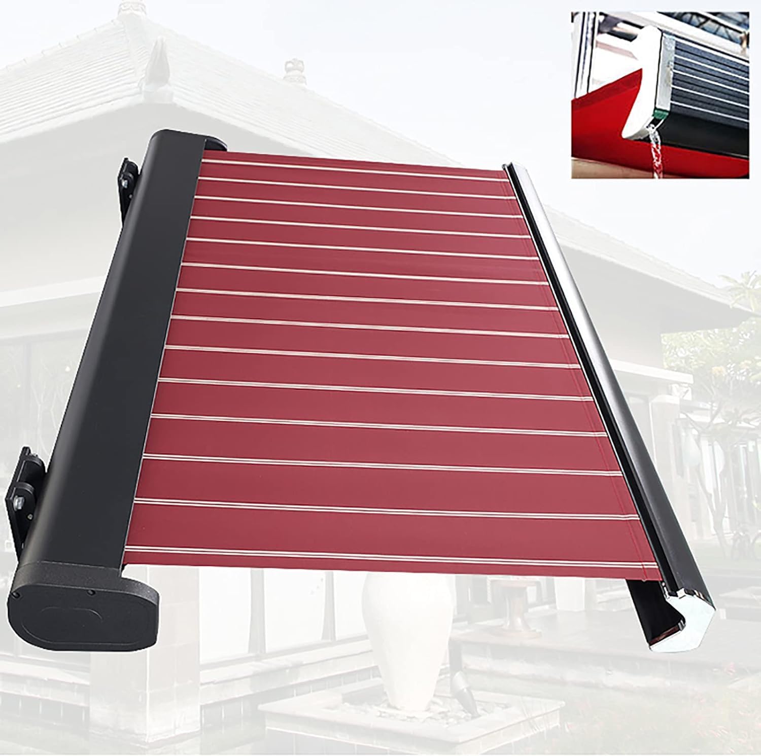 電動格納式オーニングキャノピーリモコン LEDライト付き パティオ