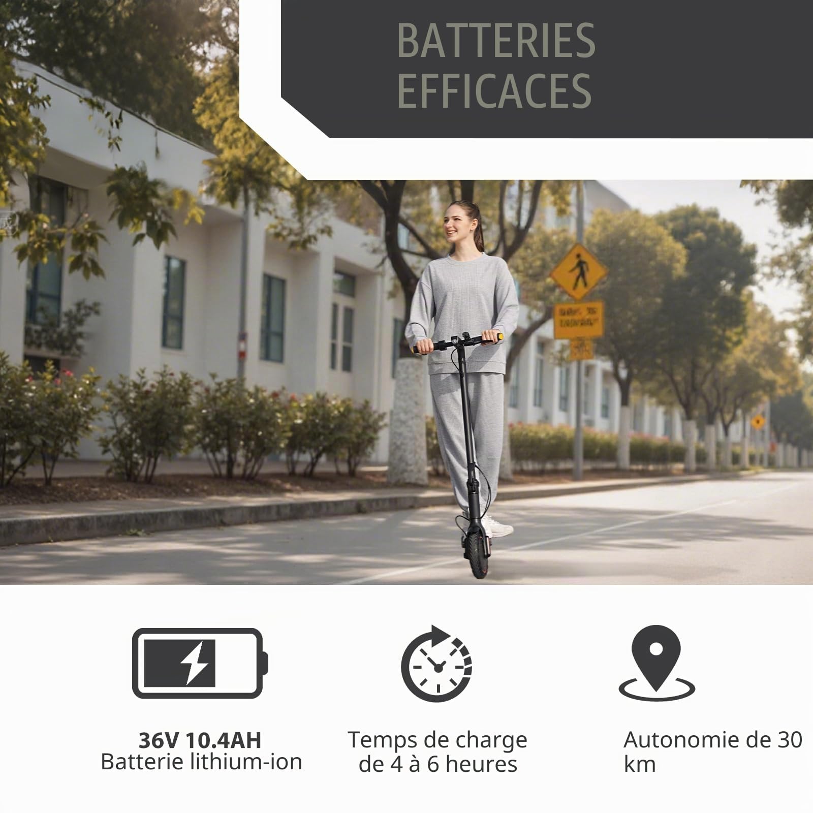 Trottinette Electrique Adulte, Moteur 350 W, 25 km/h, Autonomie 30 km, Trotinette électrique Pliable, Pneus de 8,5'', Affichage LED & APP, Freins à Disque.