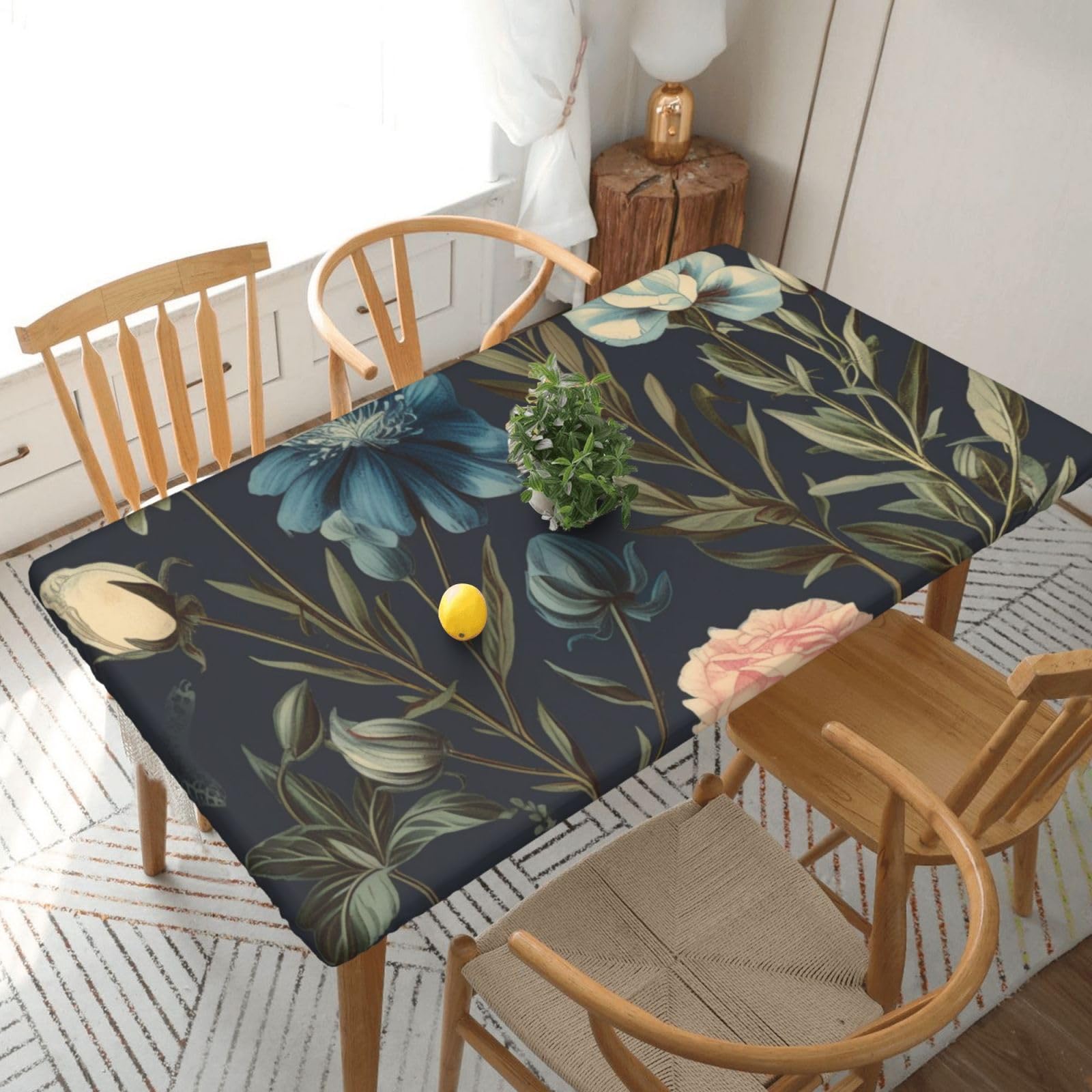 WPKJU Floral Printed Tablecloths 5ft Rectangular Table Covers Washable Polyester Decorative Table Cloth for Dining Table Picnic Wedding