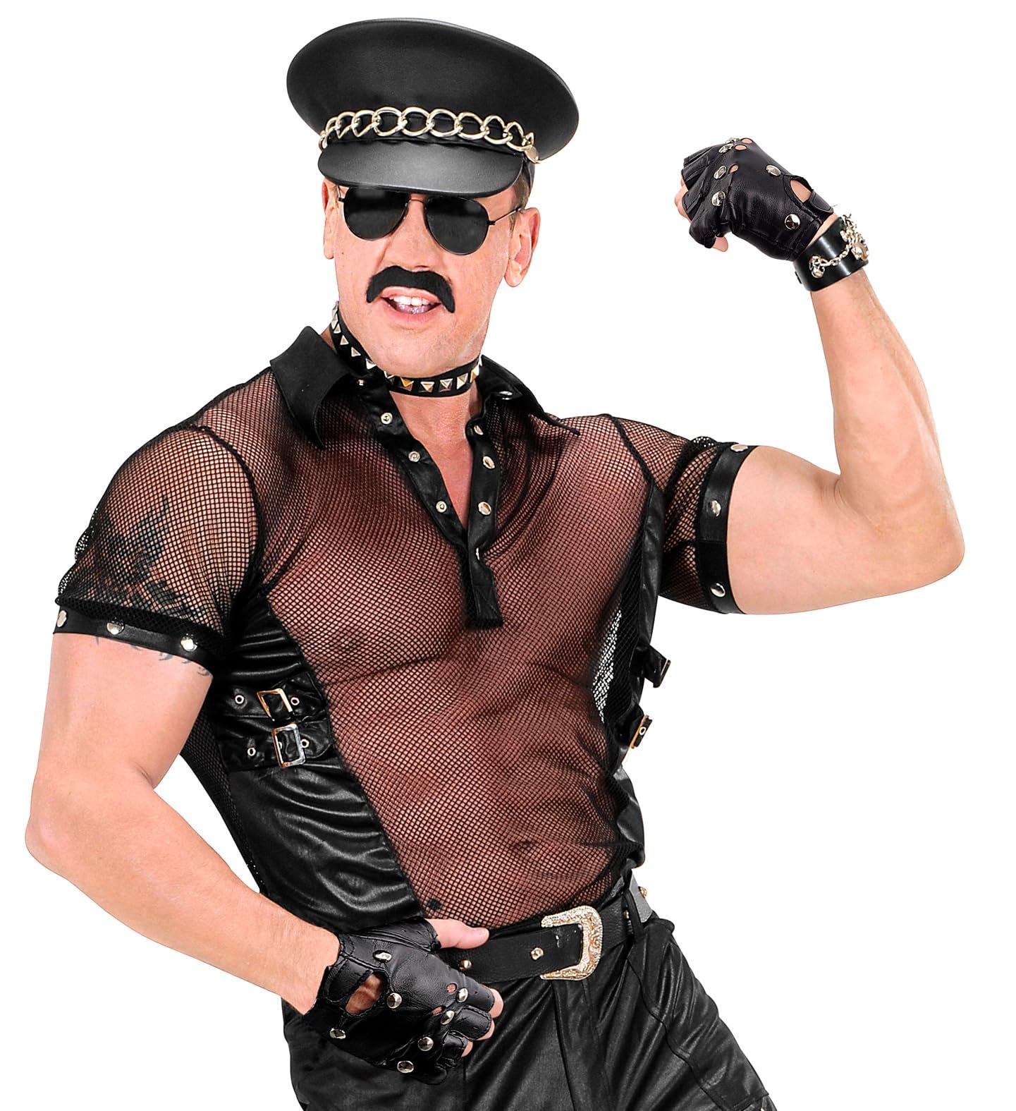 Bella Dox Studded Biker Gloves - Punk Rock Star Fancy Dress Gloves for 80s, Steampunk, YMCA, Carnival & Cosplay Theme Parties (Black) - Image 3