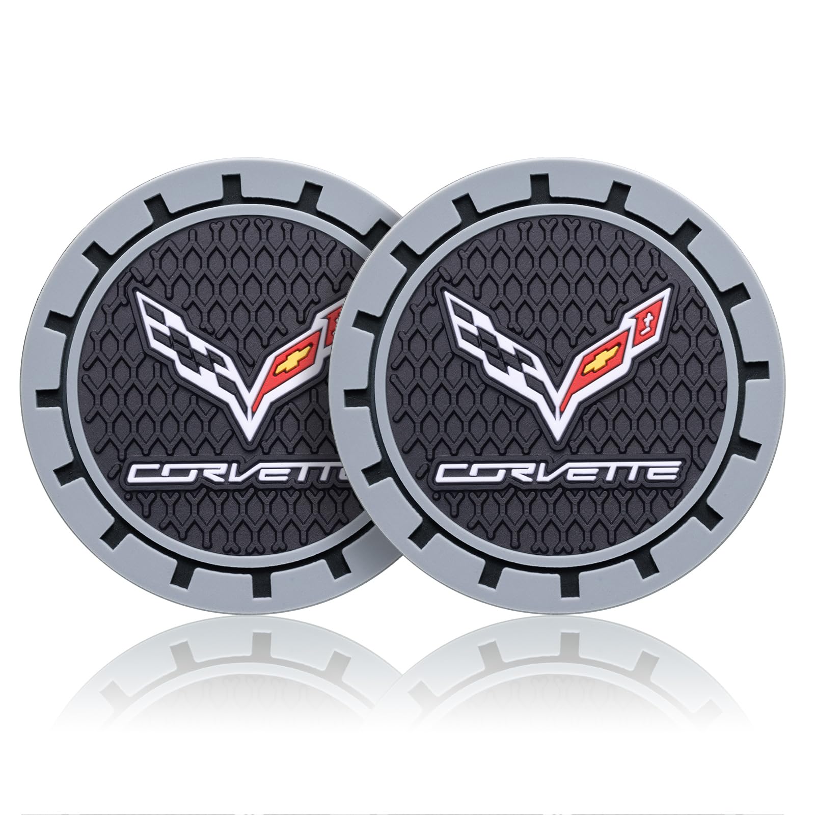 Car Cup Coaster, 2PCS Universal Non-Slip Cup Holders, Compatible with Corvette Series Car Cup Holder Coasters，Car Drink Coaster Holder Accessory, Black