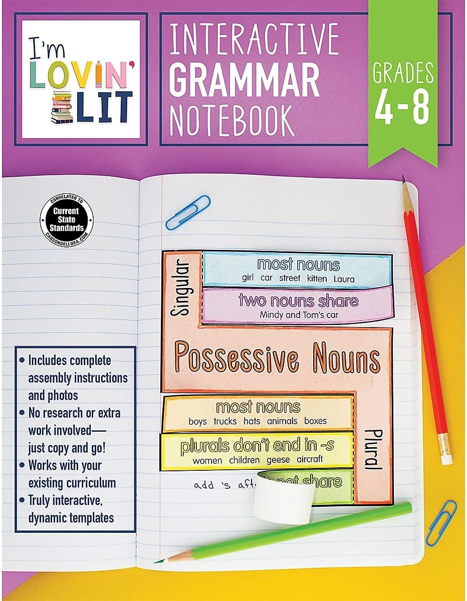 I’m Lovin’ Lit – Interactive Grammar Notebook, Resource Book for Grades 4–8, Ages 9–14 Paperback – July 12, 2018