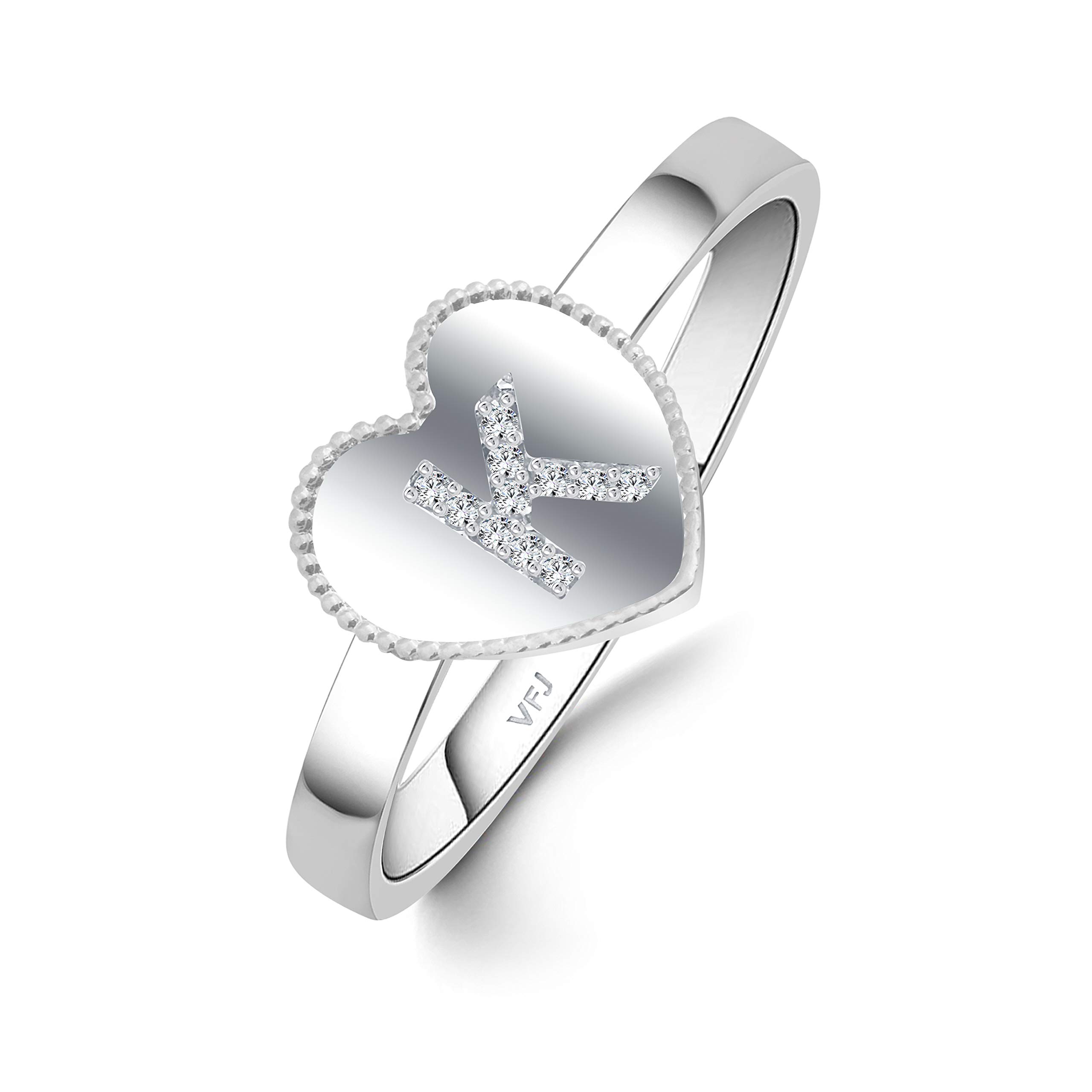 vighnaharta White Gold and Cubic Zirconia Initial 'k' Letter In Heart Ring for Women & Girls-picture-28