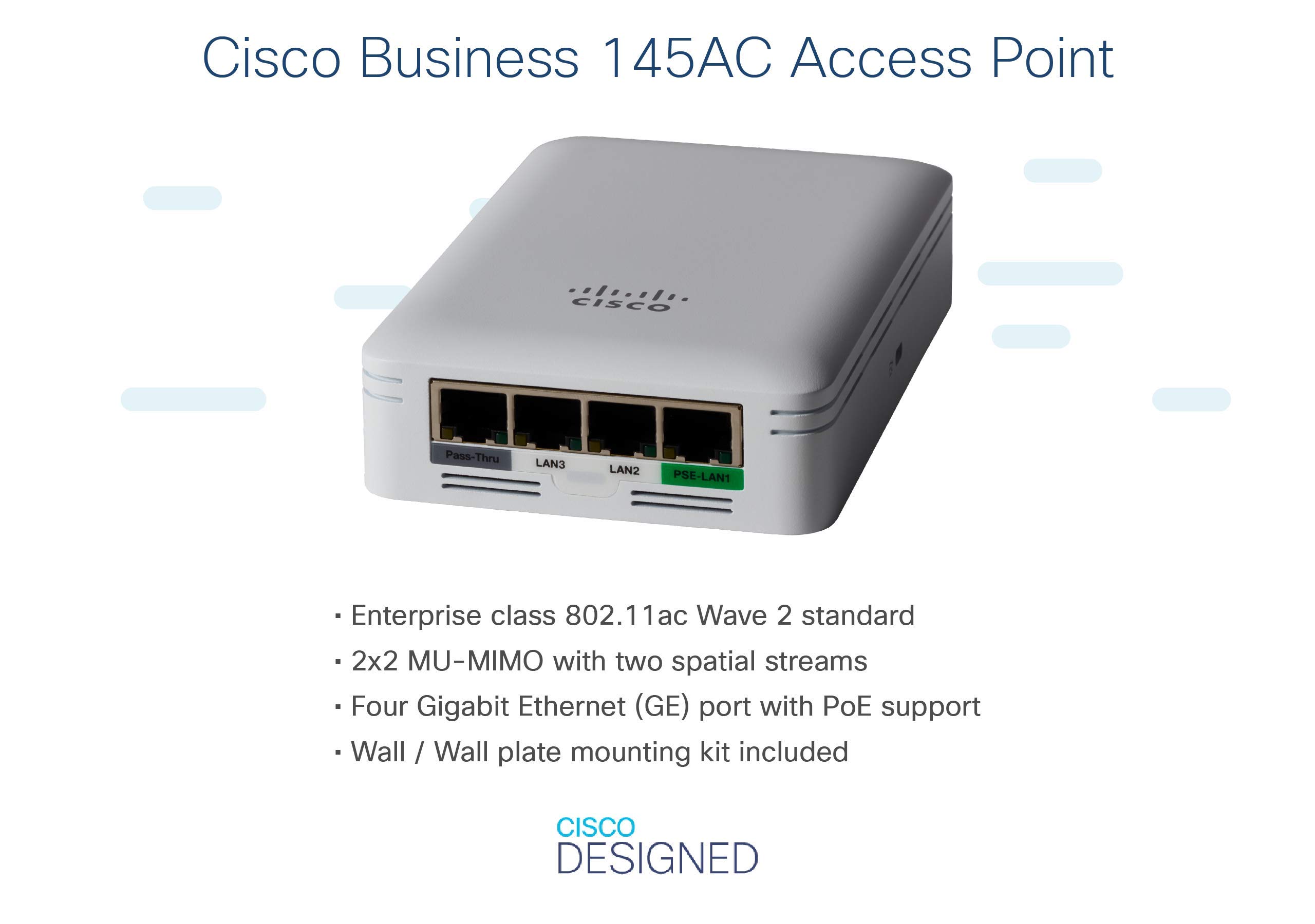 Cisco Business 240AC Access Point Wi-Fi 802.11ac MU-MIMO 4x4, Porte 2 GbE, Montaggio A Soffitto/Parete, Copertura Fino A 278 M²