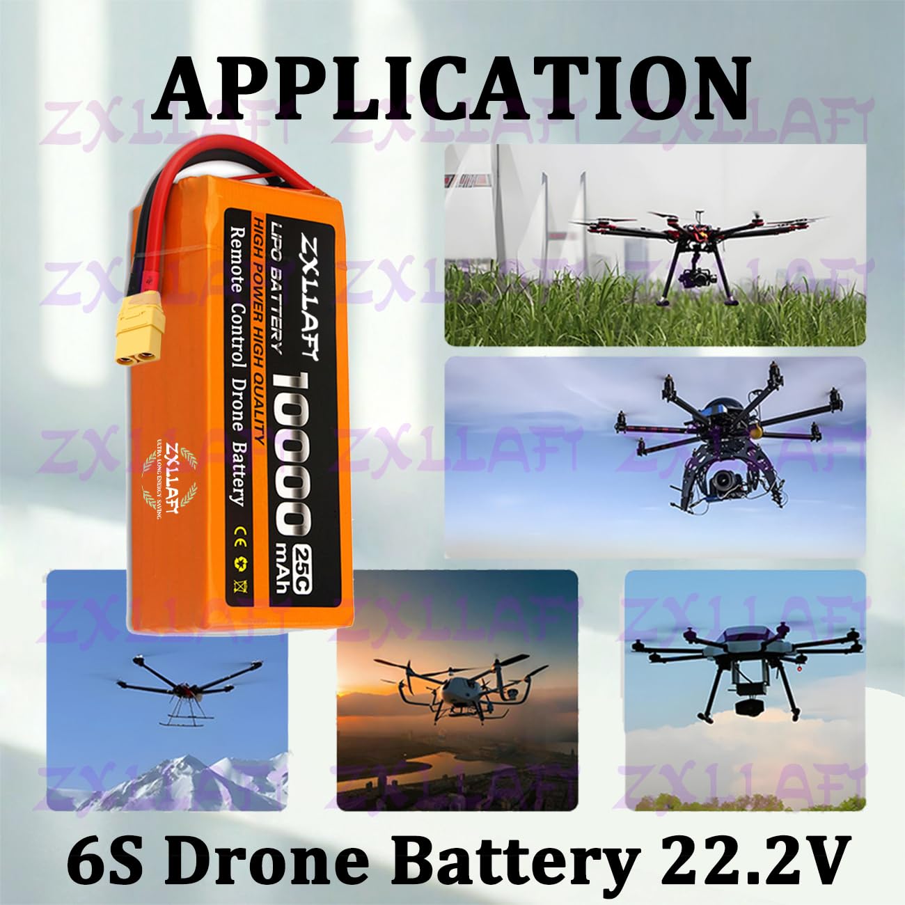 Batteria Lipo 22,2 V 14,8 V 11,1 V Batteria per droni | 6S 4S 3S Batterie al litio 7,4 V 18,5 V 25,9 V 29,6 V Batterie di ricambio 25C per drone telecomandato con BMS