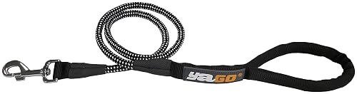 Aimé Yago - Correa Deportiva para Perro, Nailon, Longitud 1,20 m, Color Negro