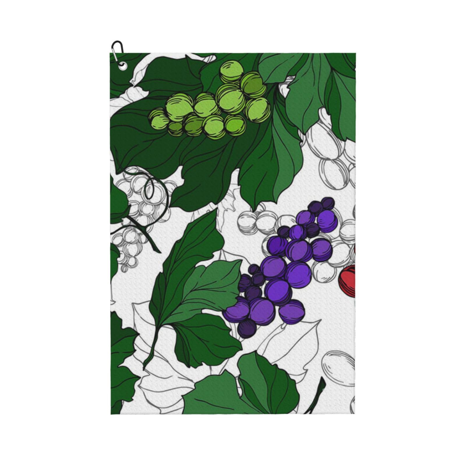 Hnnkloy Grapes Pattern, 16x24 in Portable Waffle Golf Towels with Carabiner Clip for Golf Bag