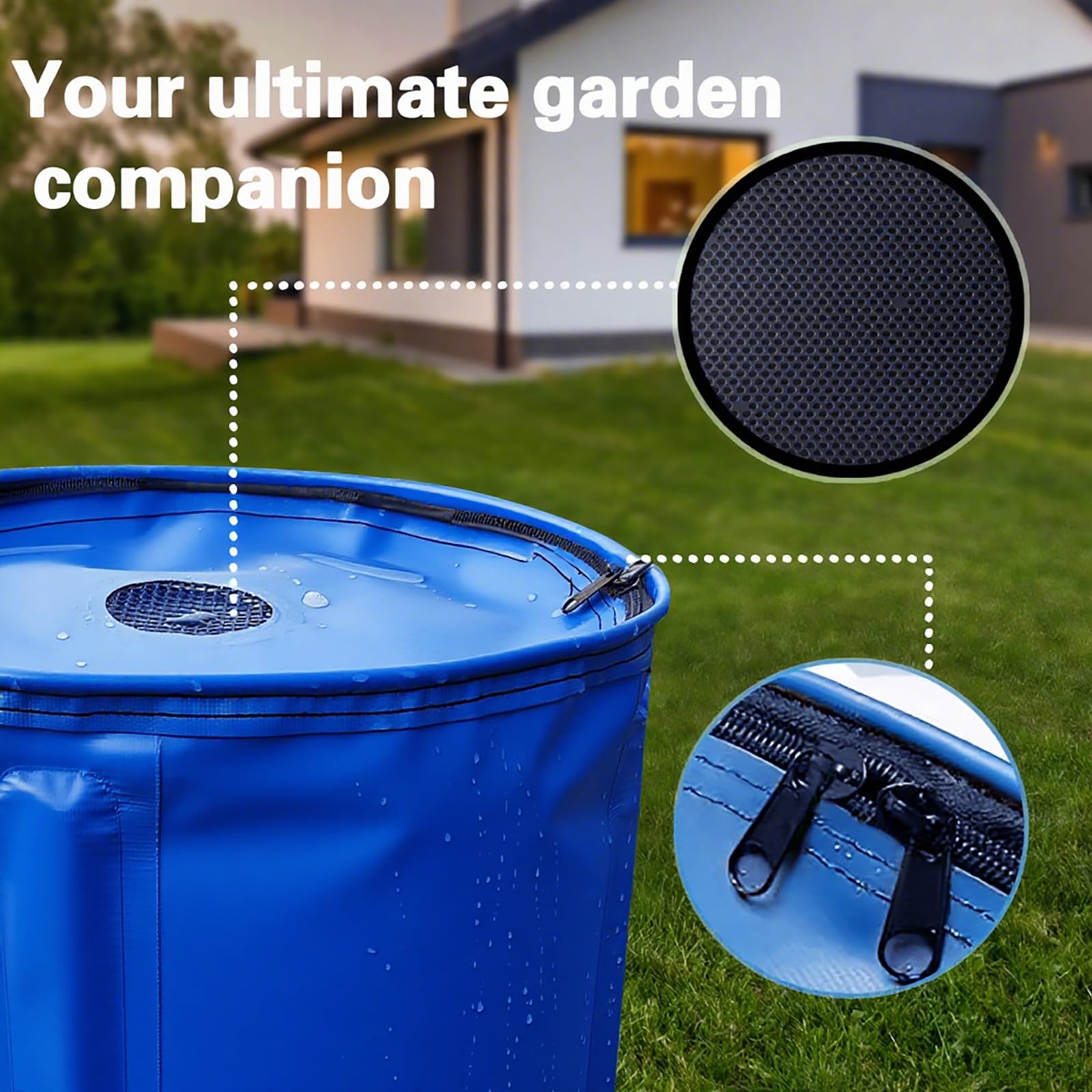 Barril Portátil Recolección Agua De Lluvia, Depósito De Almacenamiento De Agua Plegable Con Grifo, Recolector De Lluvia De PVC Reforzado Para Riego De Jardín, Patio Y Uso Exterior,100L