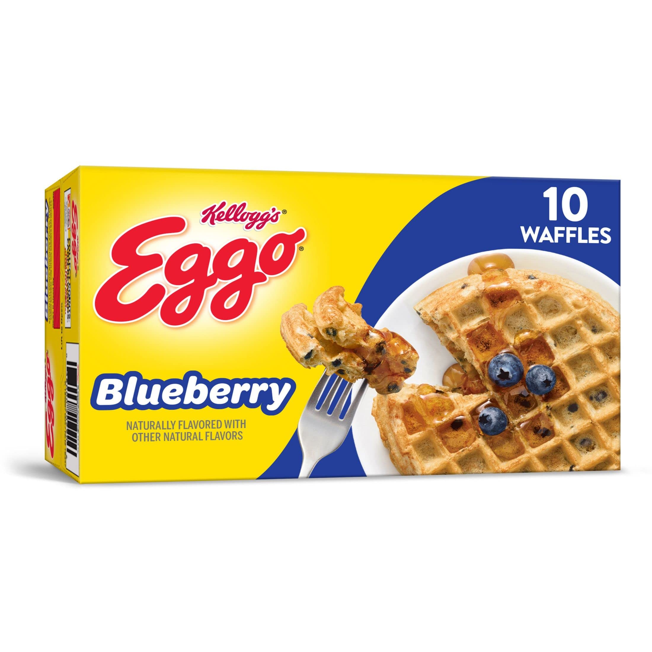 Amazon.com: Eggo Frozen Waffles, Frozen Breakfast, Toaster Waffles,  Blueberry, 12.3oz Box (10 Waffles) : Grocery & Gourmet Food