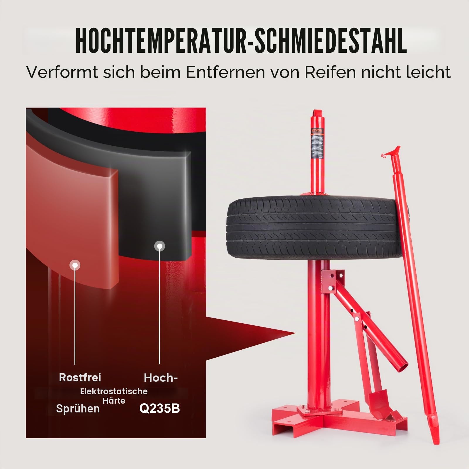 VEVOR Manueller Reifenmontierer, tragbarer Hand-Perlenbrecher Montagewerkzeug für 20,3 cm bis 40,6 cm Reifen, kompatibel mit Auto-LKW-Anhänger, Reifenmontagemaschine für Zuhause, Garage