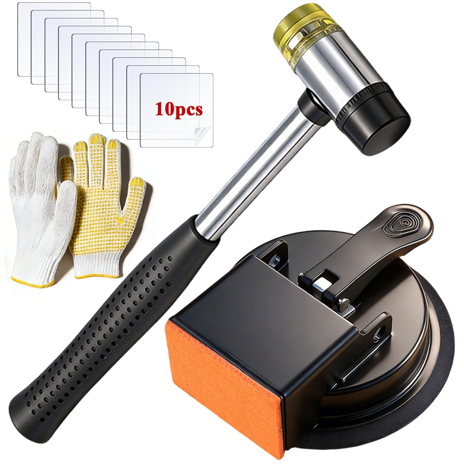 Rialgirw Black + Hammer Floor Gap Fixer Tool, 2026 Laminate Floor Gap Repair Tool, Plank Grabber Floor Fix Pro, Suction Tool Includes 10 Sticky Pads For Floor Gaps, Flooring, Wood, Laminate Floors (Black + Hammer)
