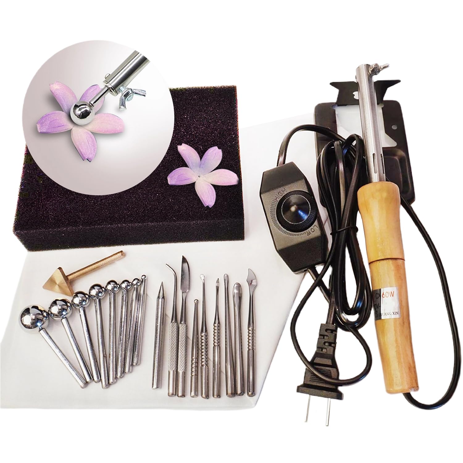Electric Fabric Flower Maker, Flower Making Kit, Artificial Flower Ironing Machine with 18 Ironing Heads, Adjustable Temperature, Fake Flower Making Tools Kit (18 Heads)-picture-19