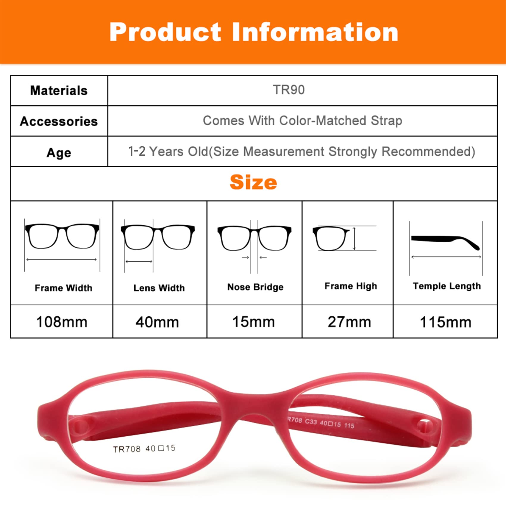 EnzoDate Baby Optical Glasses Frame with Strap Size 40, Bendable Boys Girls Infants Eyeglasses (blue) for Ages 1-2Y - Image 7 thumbnail