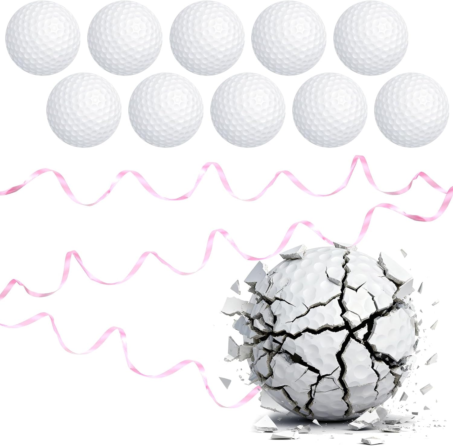 12 Pcs Prank Golf Balls Funny Exploding Golf Ball with Streaming Ribbon Funny Golfer Gift for Men Golfers Practice Christmas Happy Fathers Day Birthday Gifts Bulk