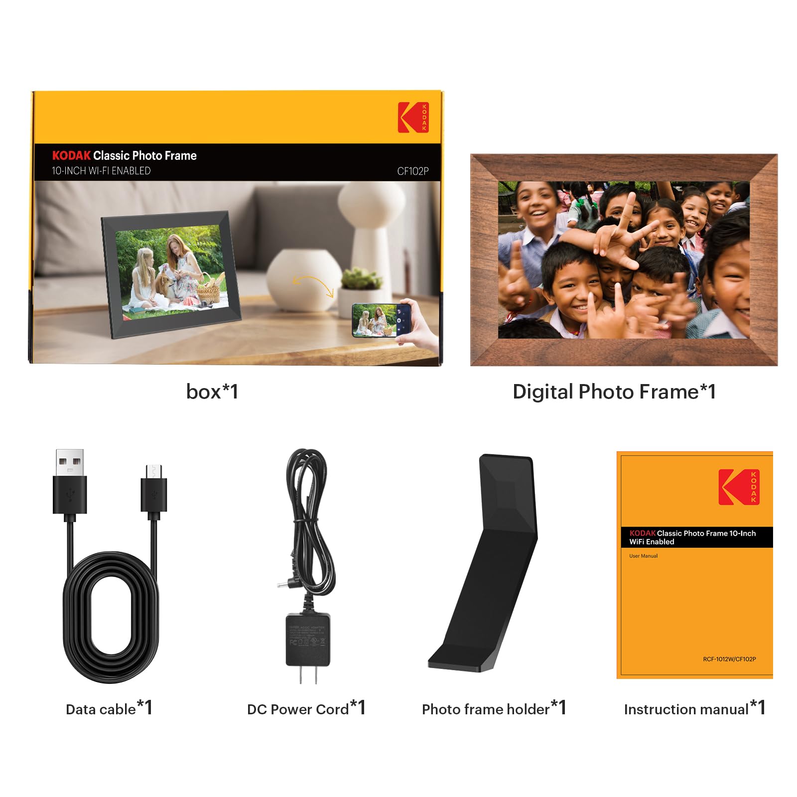Kodak Digitaler Bilderrahmen WLAN 10.1 Zoll HD IPS-Touchscreen 32 GB Speicher