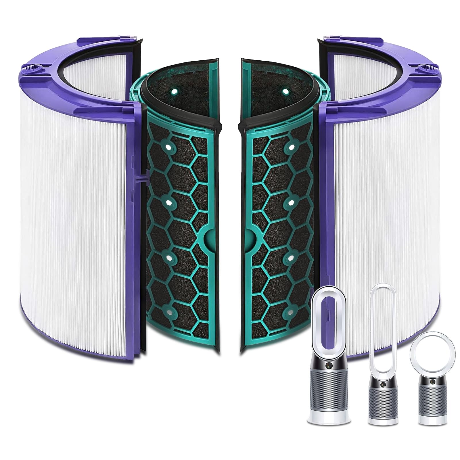Filter für Dyson Pure Hot+Cool HP04 TP04 DP04 Luftreiniger | 360° Glas HEPA und Aktivkohlefilter, Einfache Installation, Ersatz 968707-04, 968708-04 und 969048-01