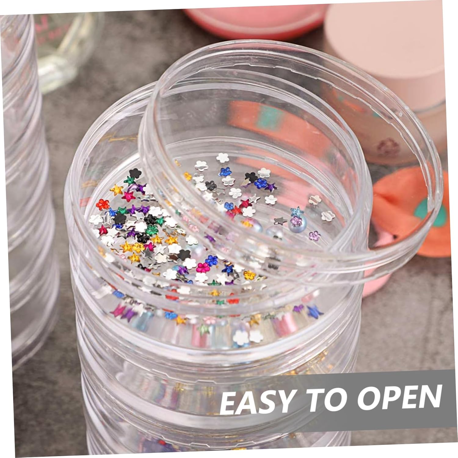 FRCOLOR 6sets Transparent Jewelry Storage Boxes for Beads and Accessories Organizer Case for Earrings Necklaces and Bracelets Stackable Design for Space-saving Storage