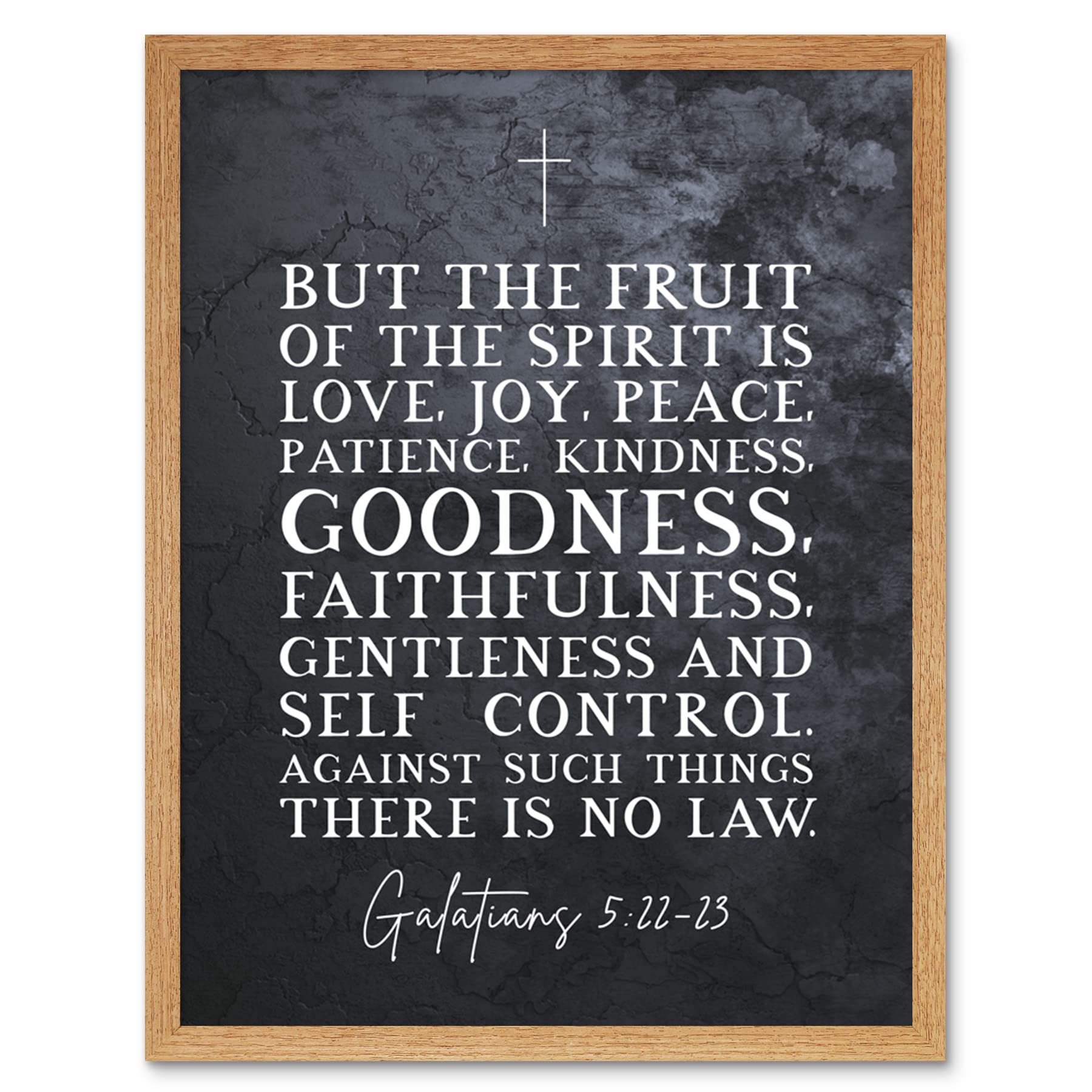 Artery8 Galatians 5:22-23 The Fruit of the Spirit is Love Joy Peace Christian Bible Verse Quote Scripture Typography Art Print Framed Poster Wall Decor 12x16 inch