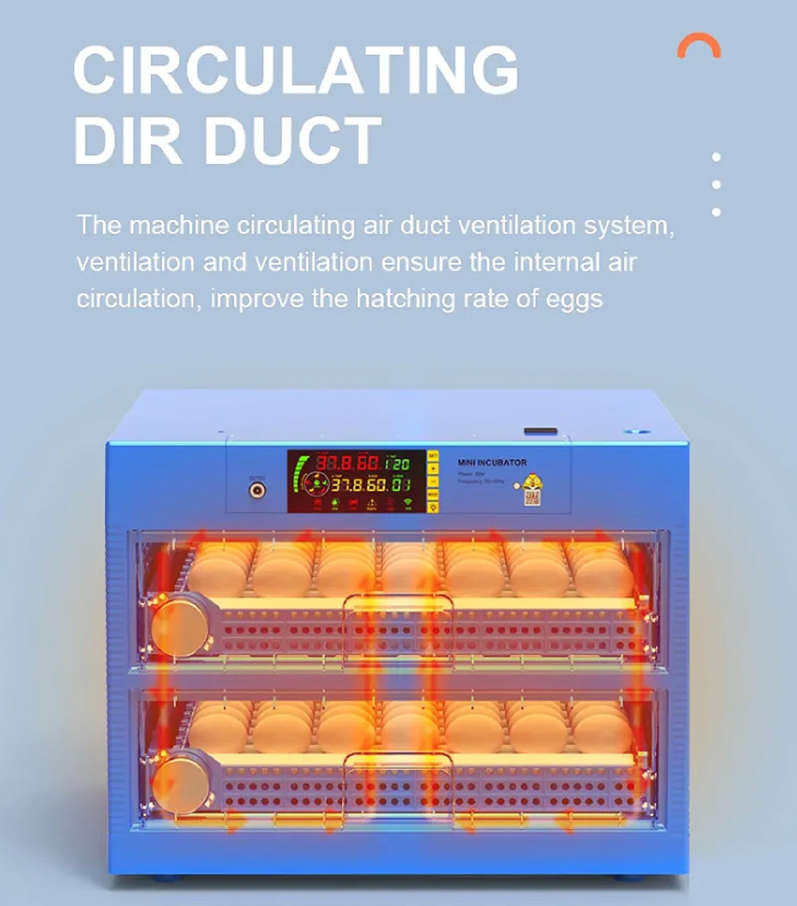Egg Incubators For Hatching Eggs Chicken With Automatic Turner Egg - Led Screen Turning and Humidity Control Digital Poultry Hatcher Machine for Chicken, Duck, Quail And Goose (128 Eggs)