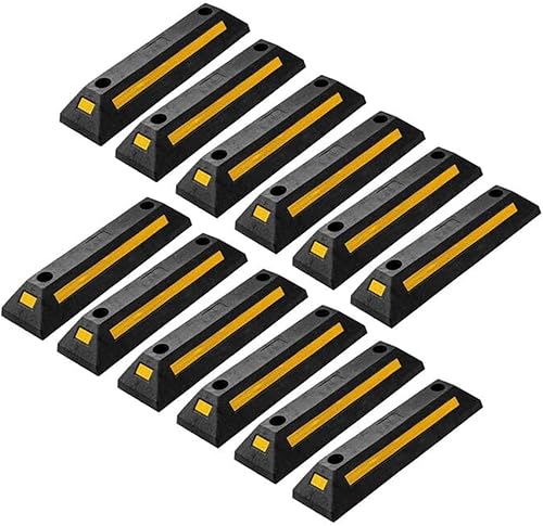 Zone Tech - Guía de aparcamiento de goma resistente, 12 piezas de tope de rueda de garaje duradero de calidad premium para estacionamiento de grado