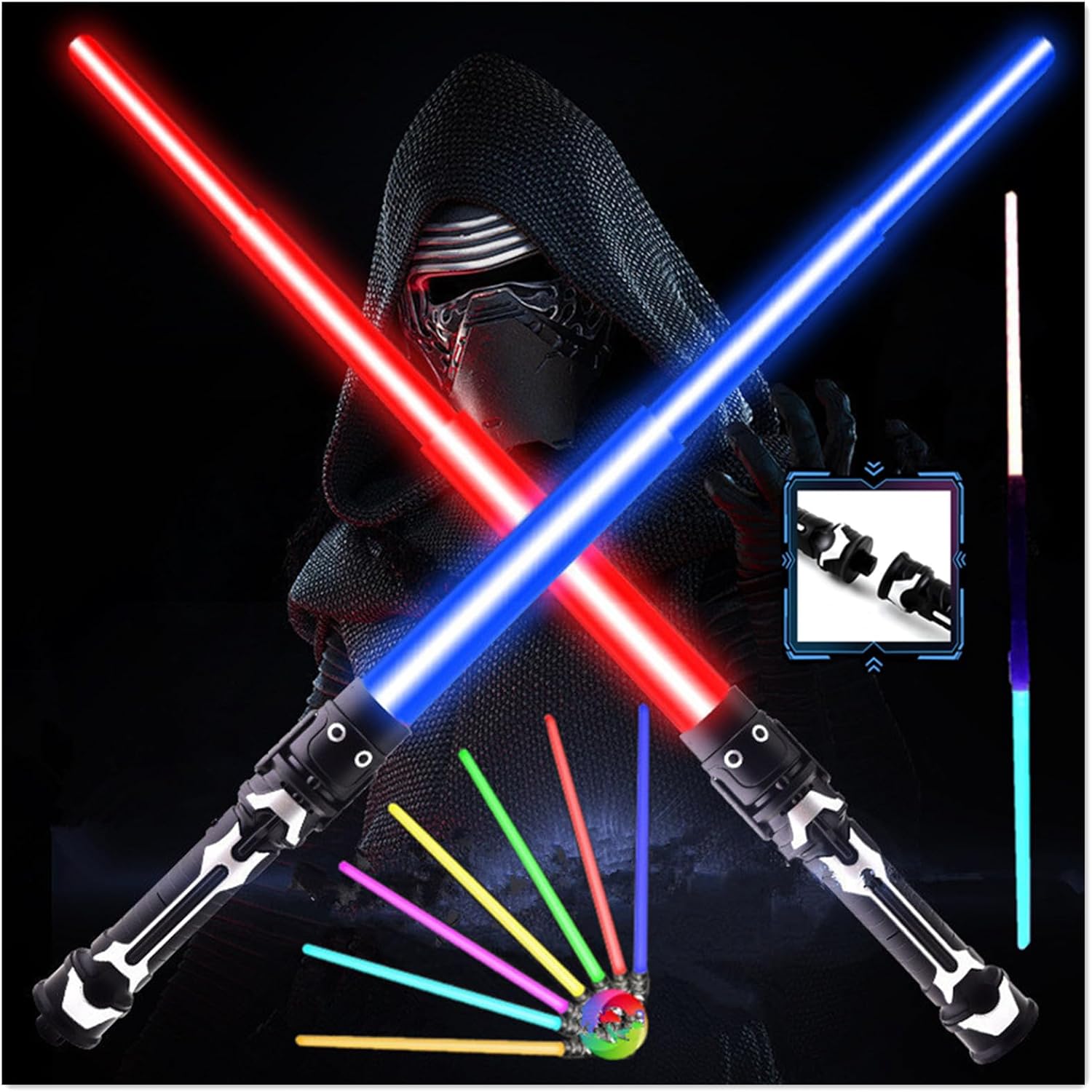 2 Pack Lightsaber Kids LED Light Up Light Sabers Galaxy War 7 Colors