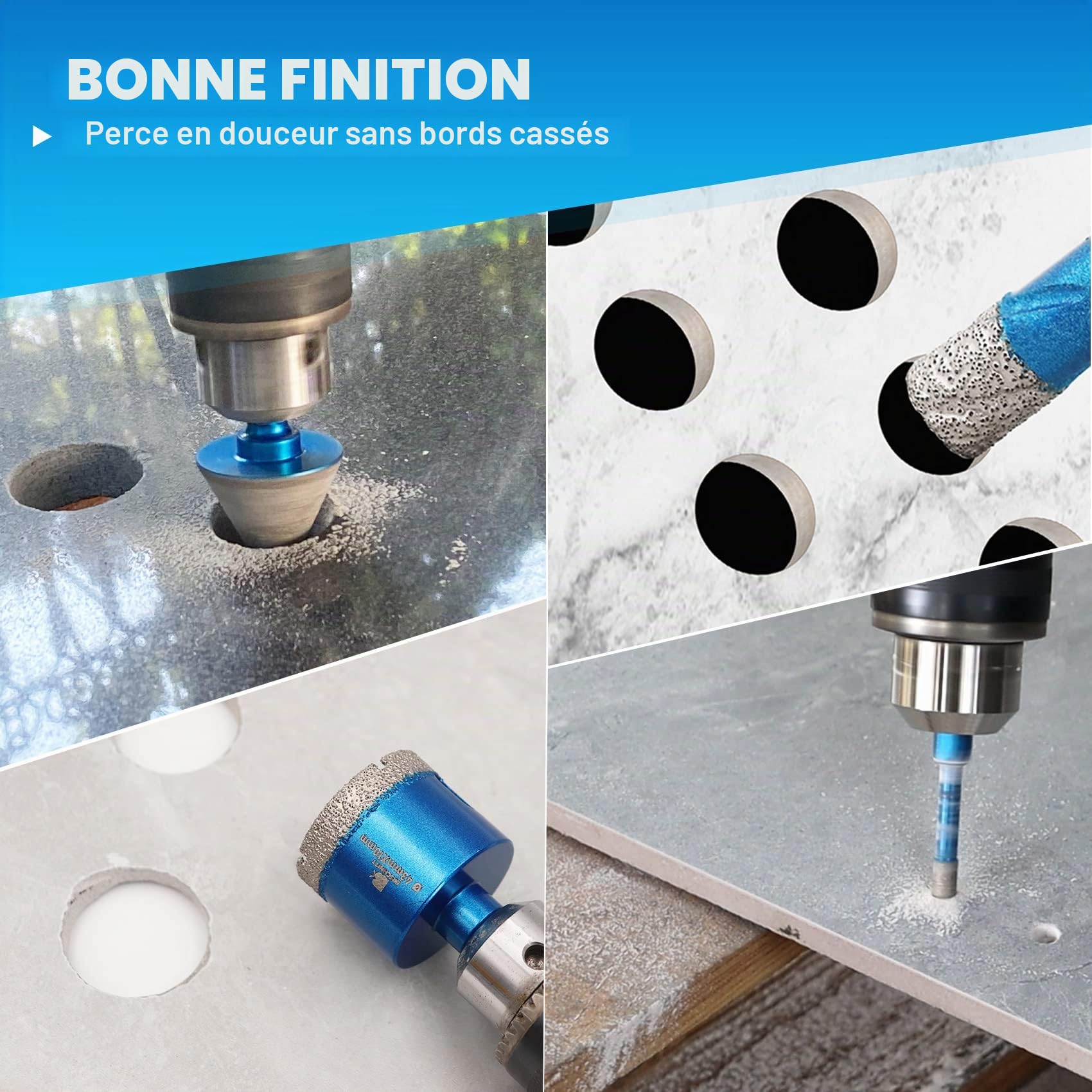 Forets Diamant Boîte - BRSCHNITT trepan carrelage 6/8/10/20/25/28/32/35/50/65mm Tige triangulaire trépan diamant& 50MM trépan diamant pour Perçage à sec en Porcelaine Carrelage Granit Marbre