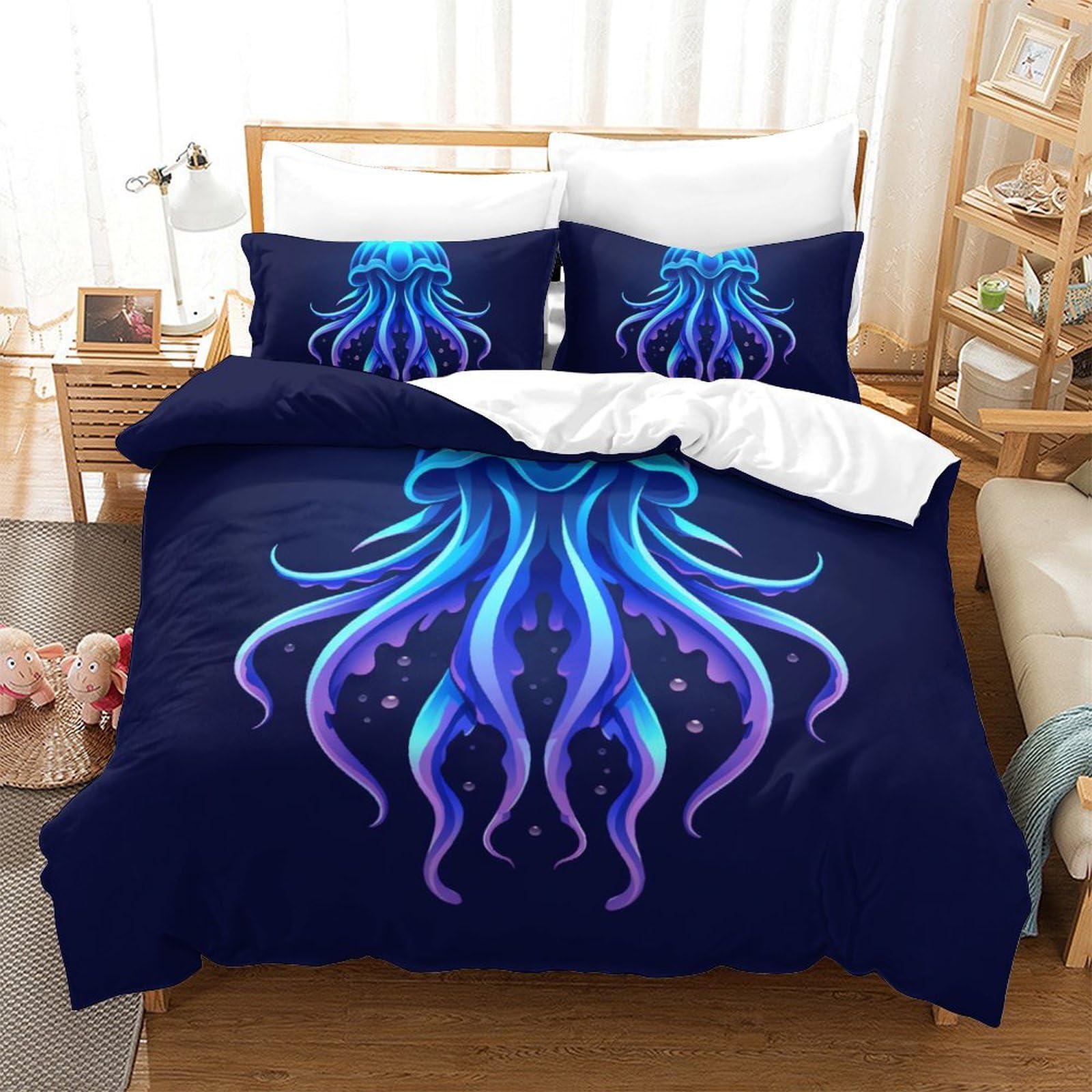 Housse de couette respirante méduse contre la chaleur nocturne king 220x240