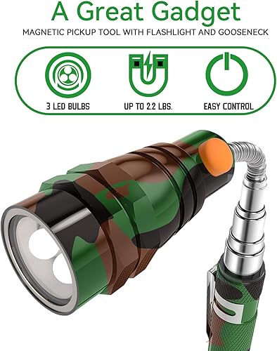 Miniatura 2 de Herramientas magnéticas LED para recoger, regalos para él, hombres y niños, linternas magnéticas telescópicas con barra magnética extensible,