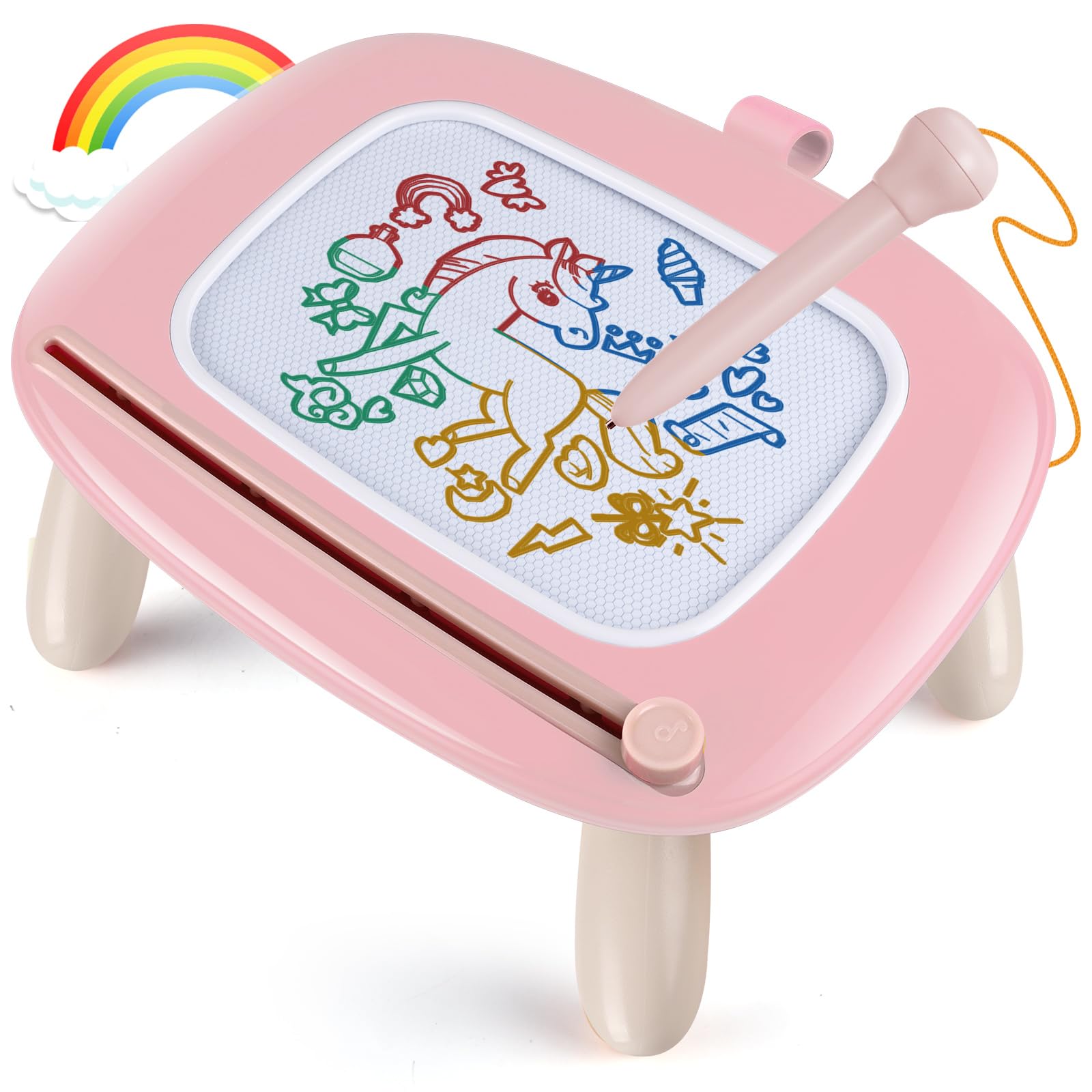 Smasiagon Magnetic Drawing Board Kids - Baby Girls Toys Ages 1-3, Portable Doodle Pad Educational Toys for 1 2 3 Year Old Toddler Girl Boy Birthday Gift (Pink)