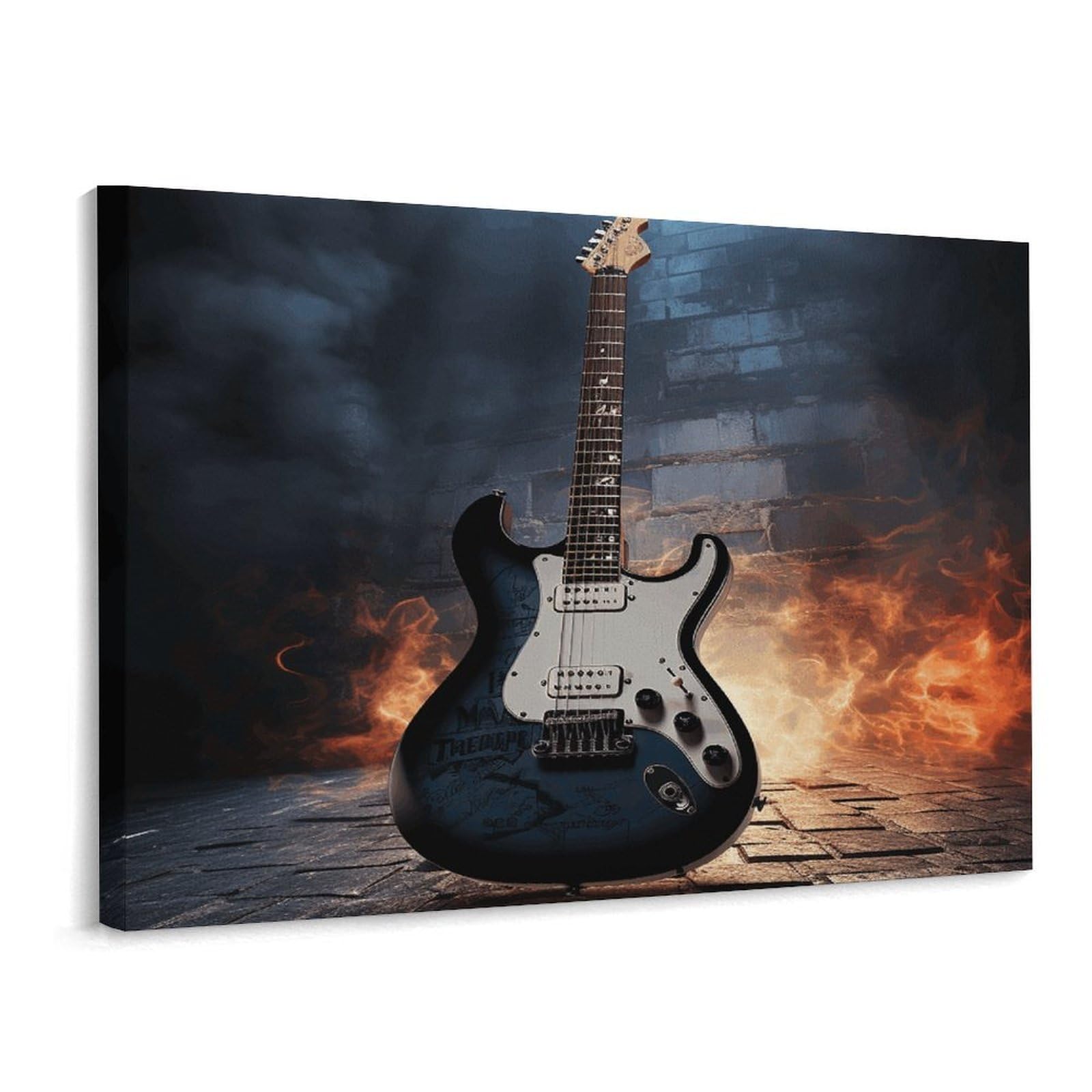 Fodpand Frame-Style Electric Guitar Bathroom Wall Art Canvas Prints, Artwork For Walls For Living Room Hallway Stair Office Wall Decor, Pictures Home Decor 15.7X11.8 Inch