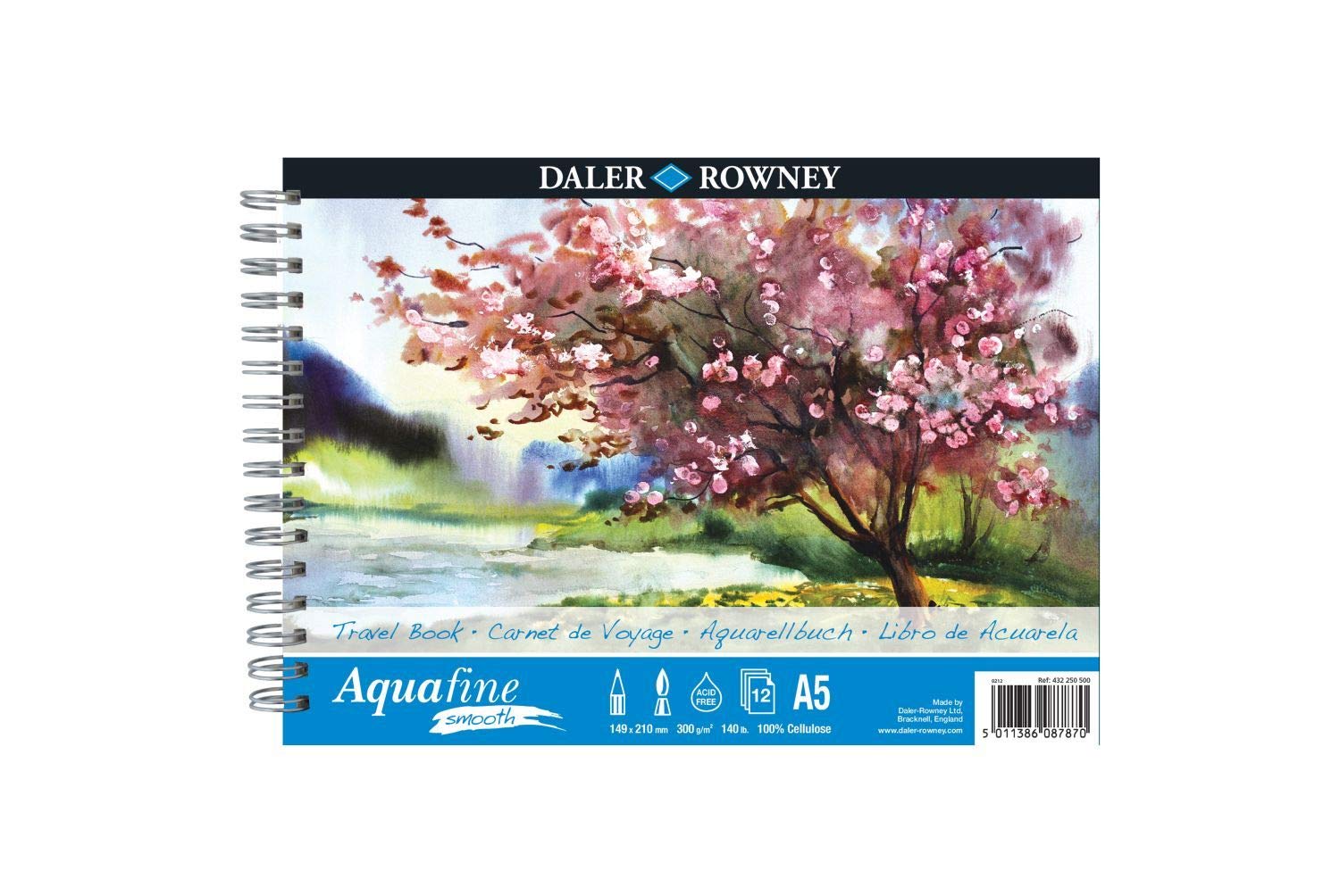 Daler-Rowney Aquafine Watercolour Smooth Spiral Travel Book A5