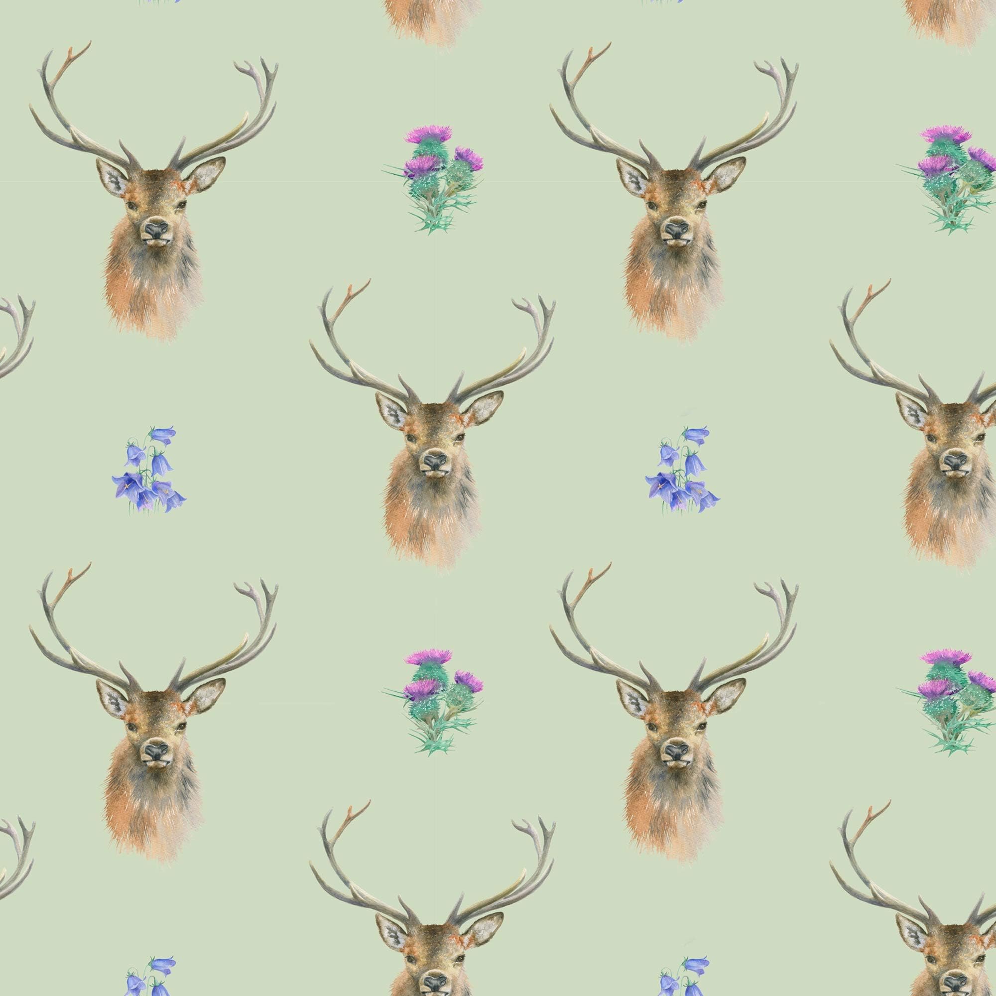 Stag and Thistle Wrapping Paper; 2 Sheets and 2 Tags