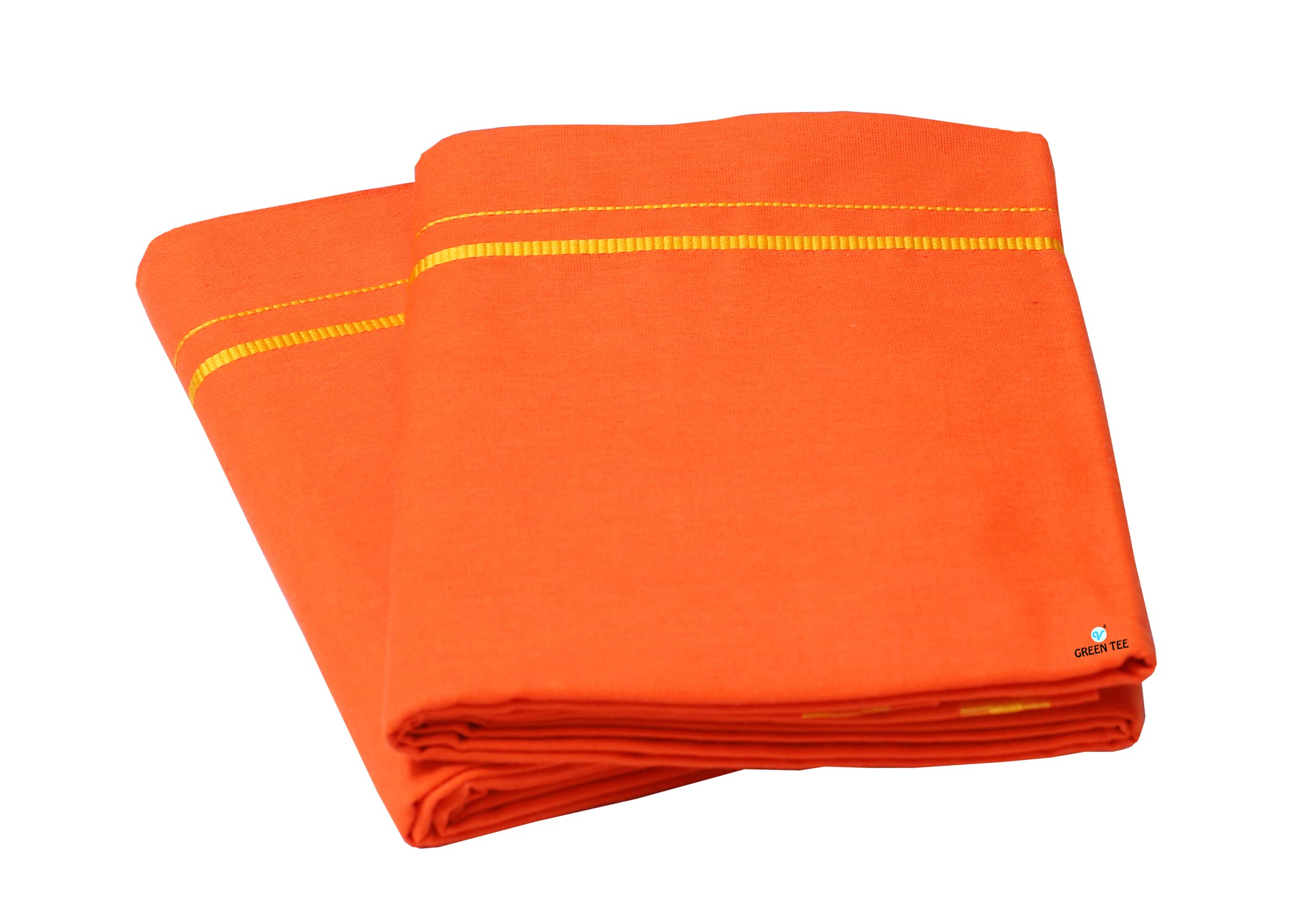 green tee Men Color Dhoti - Pack of 2 (Orange) (2 Meters)-picture-16