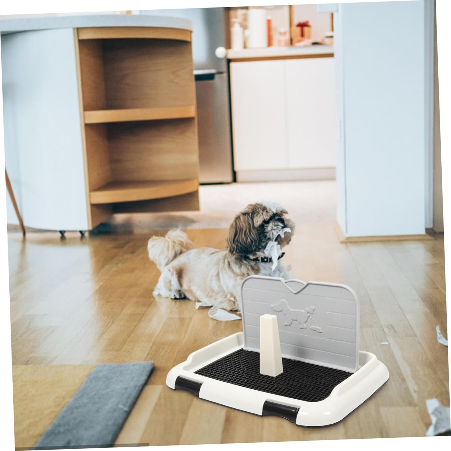 Luxshiny Splashproof Indoor Dog Toilet Tray Large Capacity Plastic Puppy Potty Tray Durable Urinal Basin for Training and Pee Control