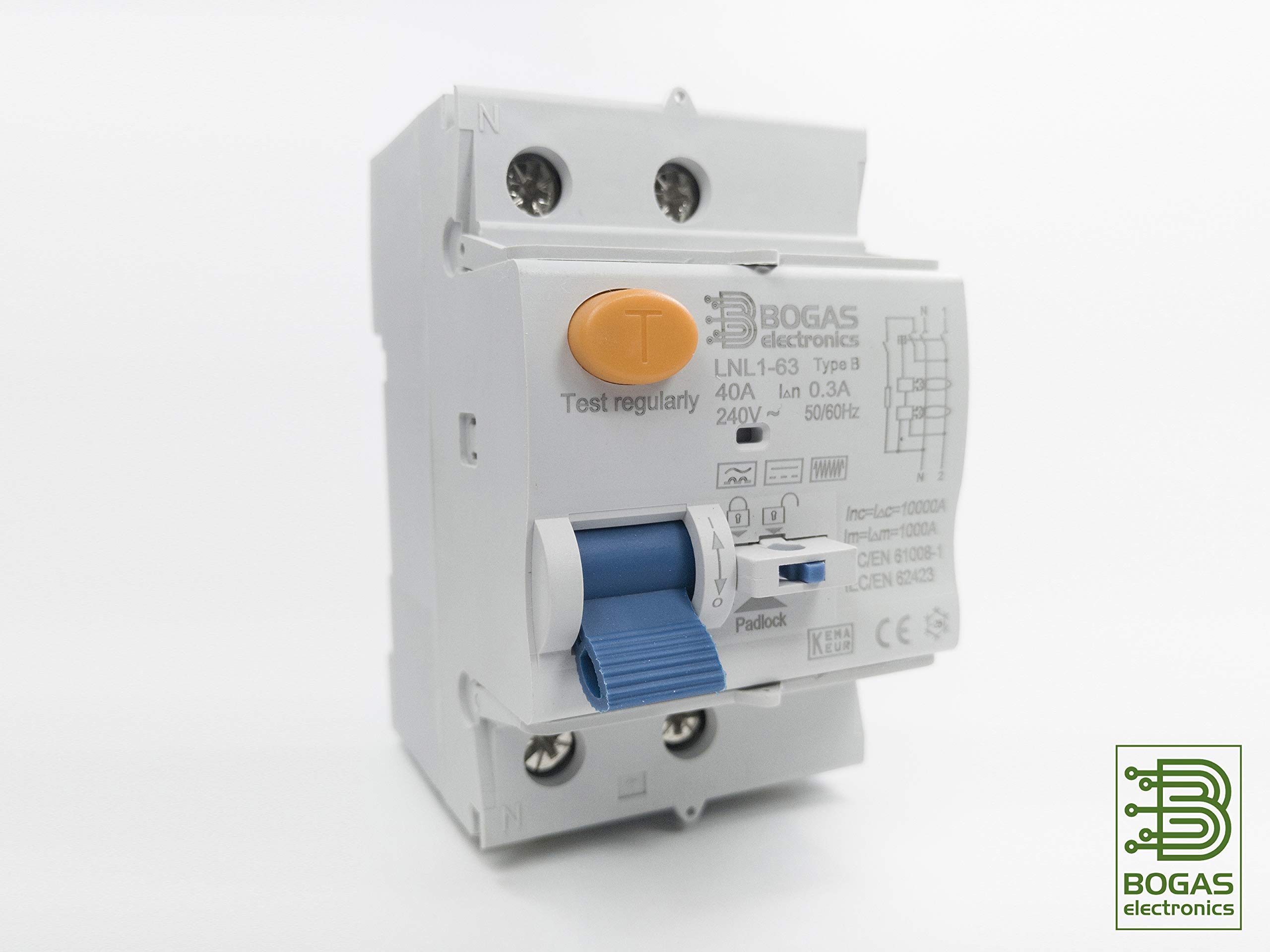 Interruptor Diferencial 40A de Clase/Type B, 2P (P+N), 300mA y 10kA