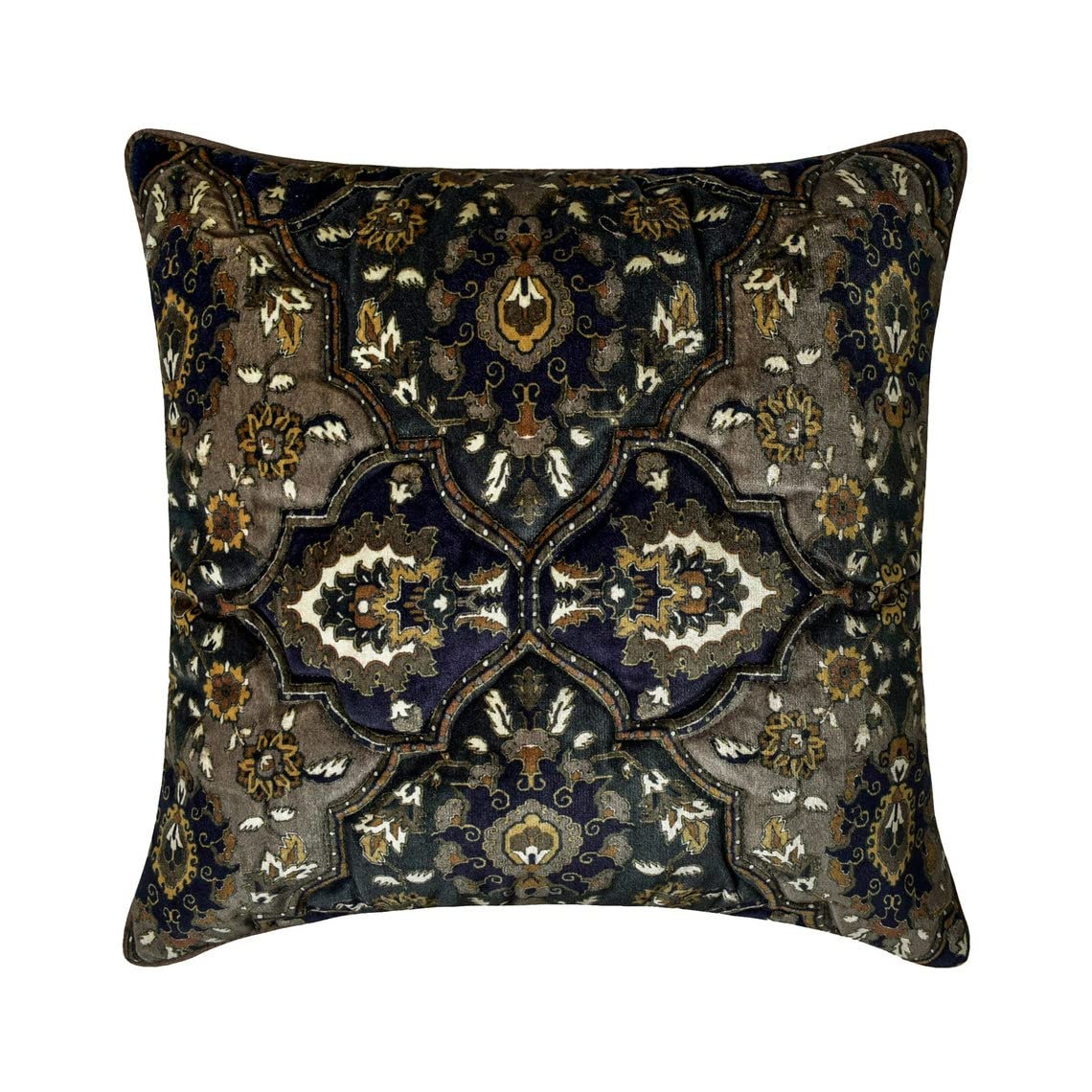The HomeCentric Decorative Blue 65x65 cm (26"x26") Accent Euro Shams, Velvet Quilted & Velvet Printed Accent Euro Shams, Abstract Pattern Contemporary Style - Kalonice โ image 1
