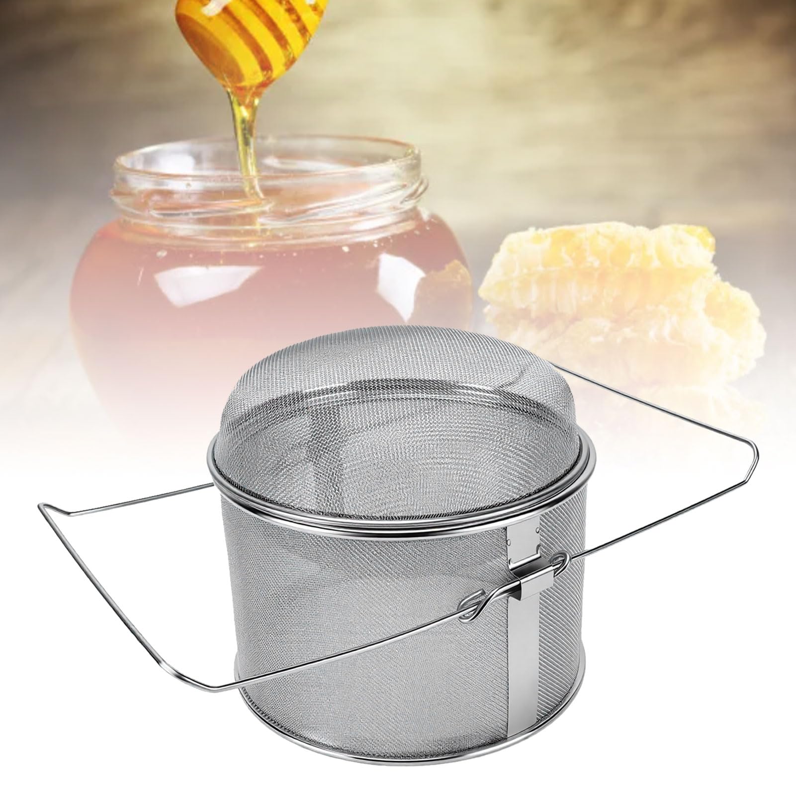Fockety Filtro per mieles, filtro a doppio setaccio in acciaio inox, 32,88 oz, attrezzatura per l'estrazione del mieles per apicoltura, facile da pulire