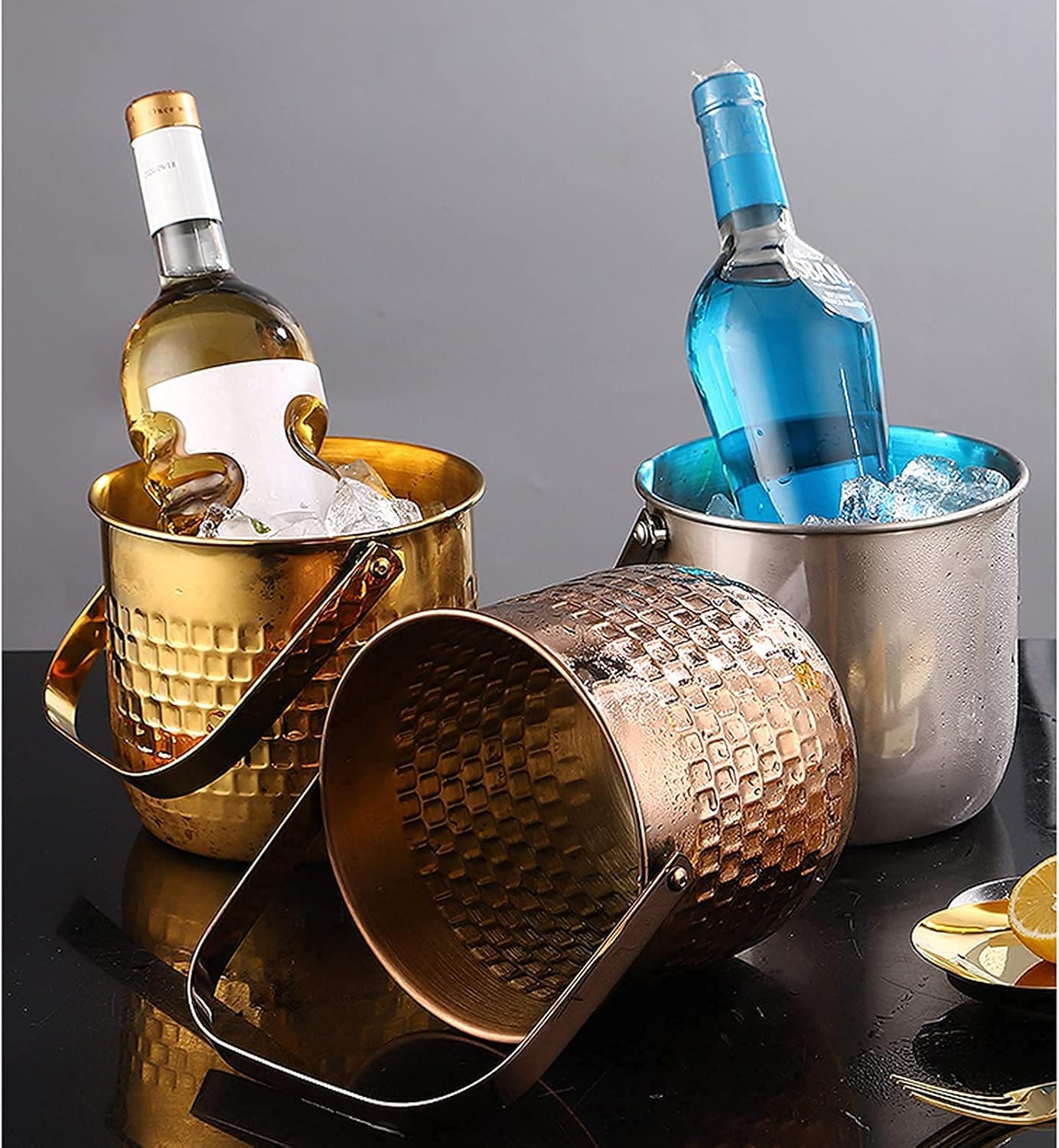 Ice Bucket,Ice Bucket with Lid and Ice Tongs,Ice Bucket,Double Walled Stainless Steel Insulated Ice Buckets,Including Ice Tongs and Lid,Comf