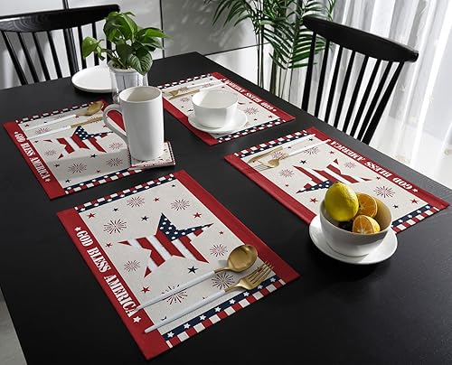 Vista 512 de Juego de 6 manteles individuales rojos para el día de San Valentín, diseño de corazón de San Valentín, resistentes al calor, lavables, manteles