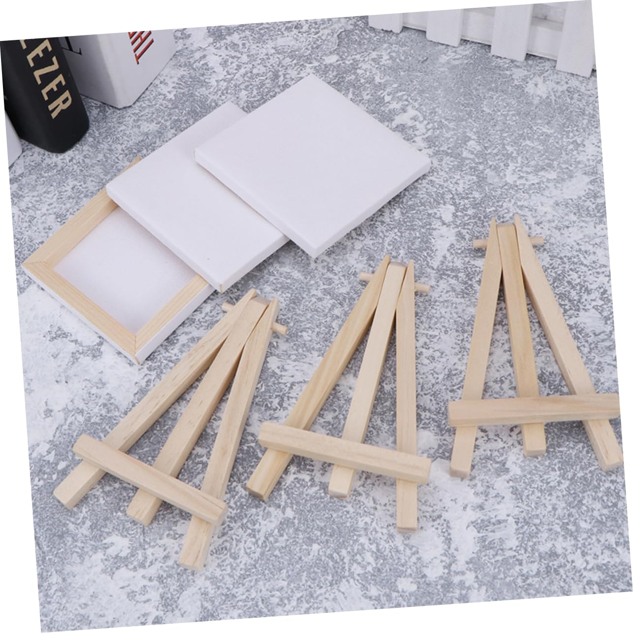 VILLCASE Mini Caballete 15 Piezas Decoración Creativa Del Hogar Tableros De Lona Pequeño Soporte Caballete Para Marco De Fotos Mini Lienzos Para Pintar Plegable Pliegue De Madera Decorar