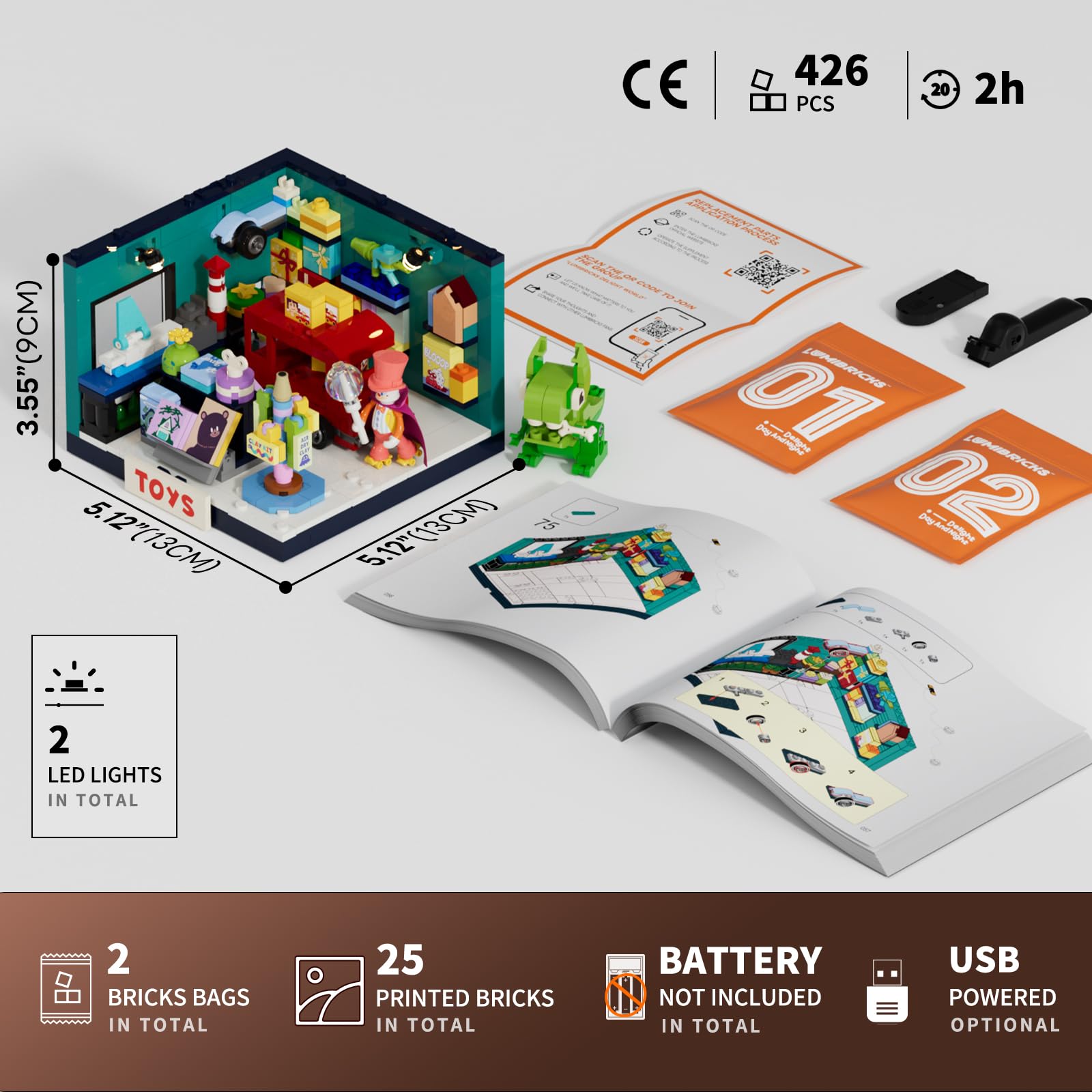 Lumibricks Negozio di giocattoli con illuminazione a LED, mini edificio modulare da costruire per adulti, kit di modellismo creativo da collezionare ed esporre, decorazione per scrivania e casa
