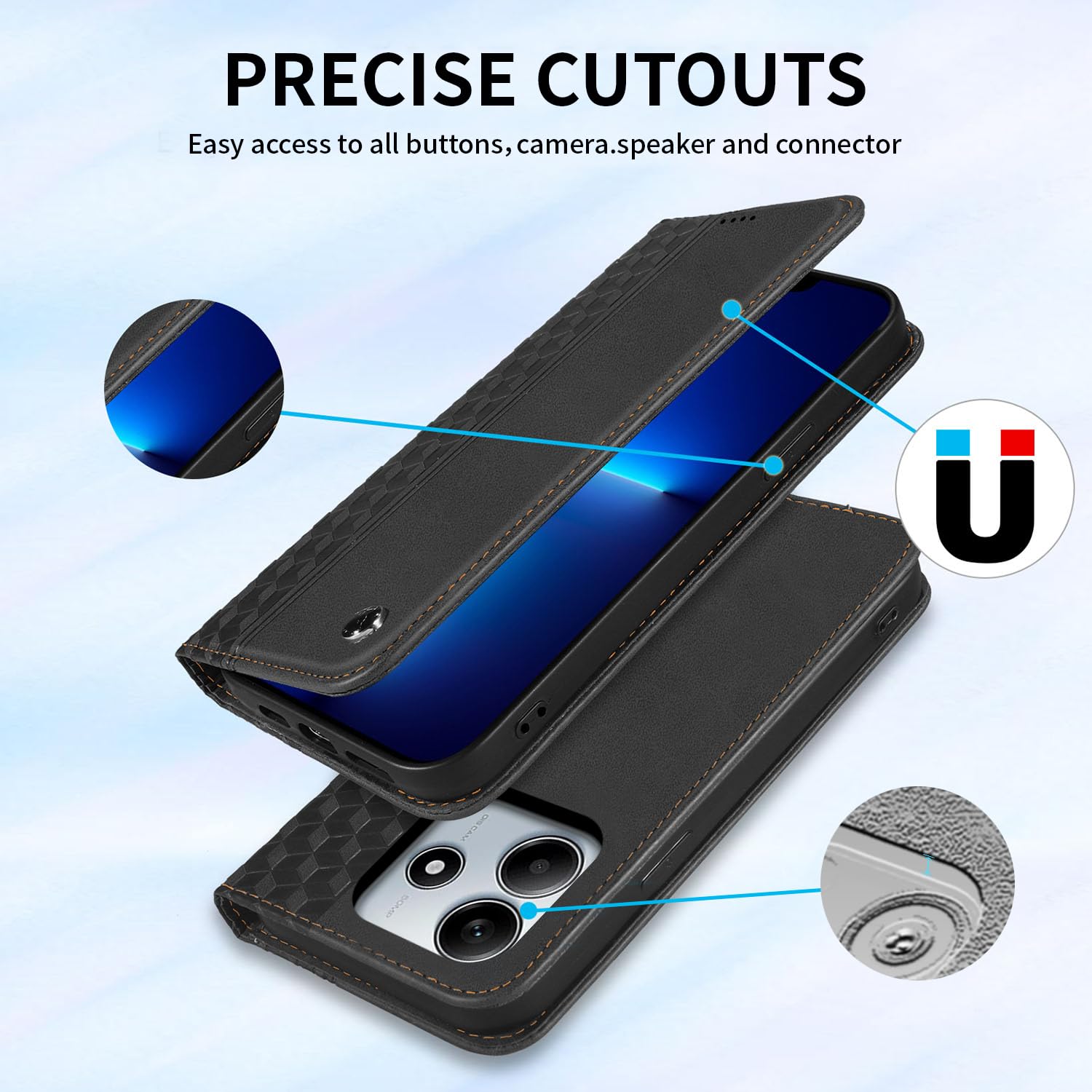 Ganbary Coque pour Samsung Galaxy M13 4G, [Housse en Cuir PU Premium