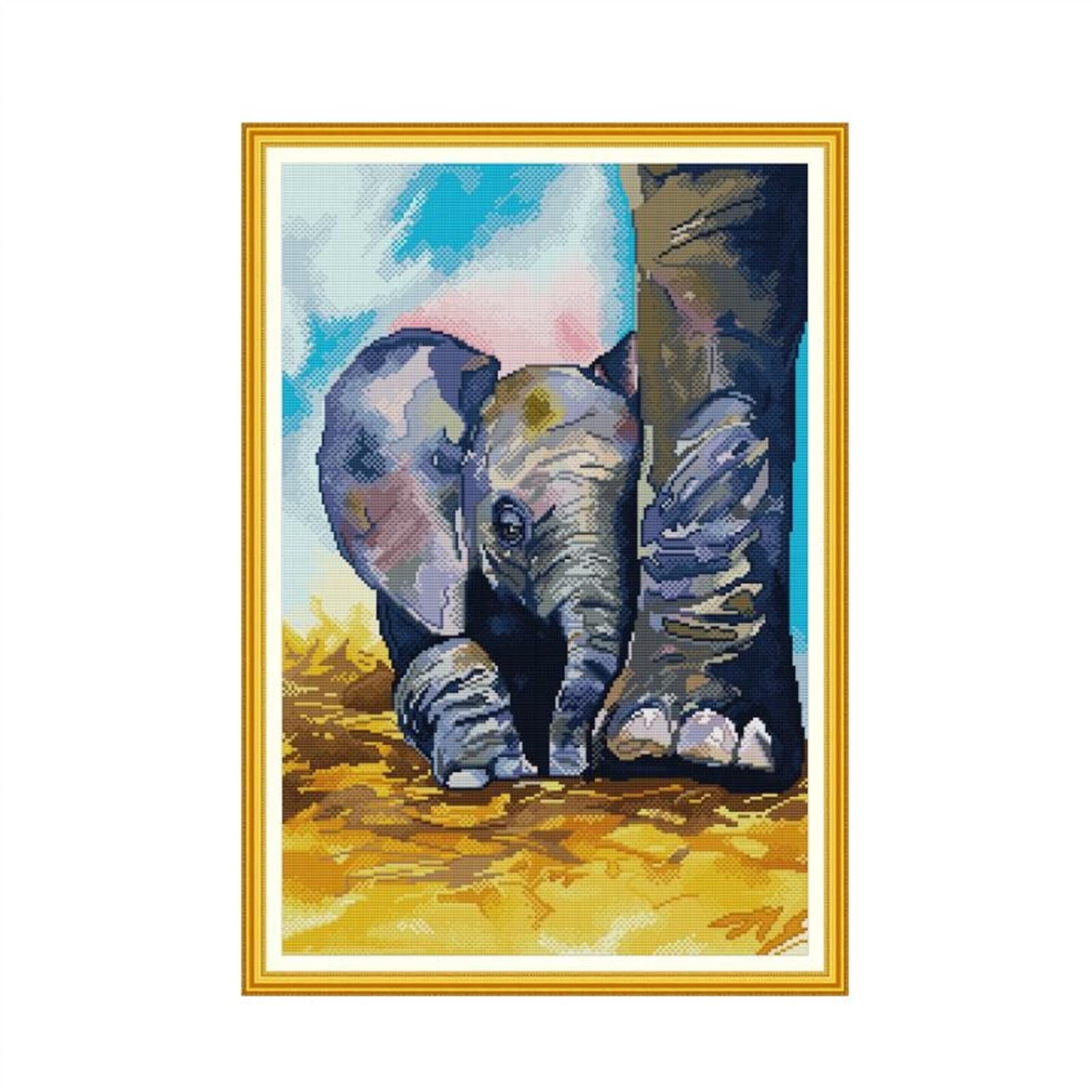 Point de Croix Éléphant 14ct Kit Broderie pour Anti Stress Manuel