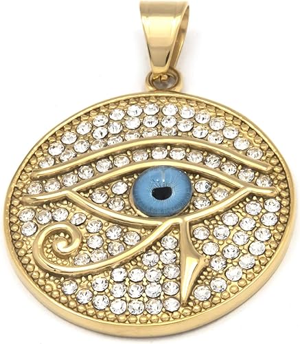 Miniatura 3 de Collar con colgante de ojo de Horus con circonita cúbica, símbolo de protección, chapado en oro egipcio de 18 quilates, joyería de acero inoxidable