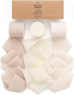 Vitalizart Geschenkband Nude & Weiß 3,8 cm x 19,2 m Schleifenband Breit