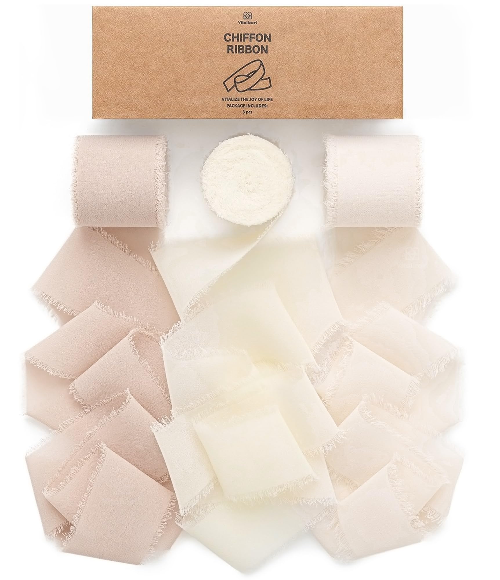 Ruban Mousseline De Soie 15 Couleurs - 3.8cm X 27.4m, Franges Main, DIY Mariage